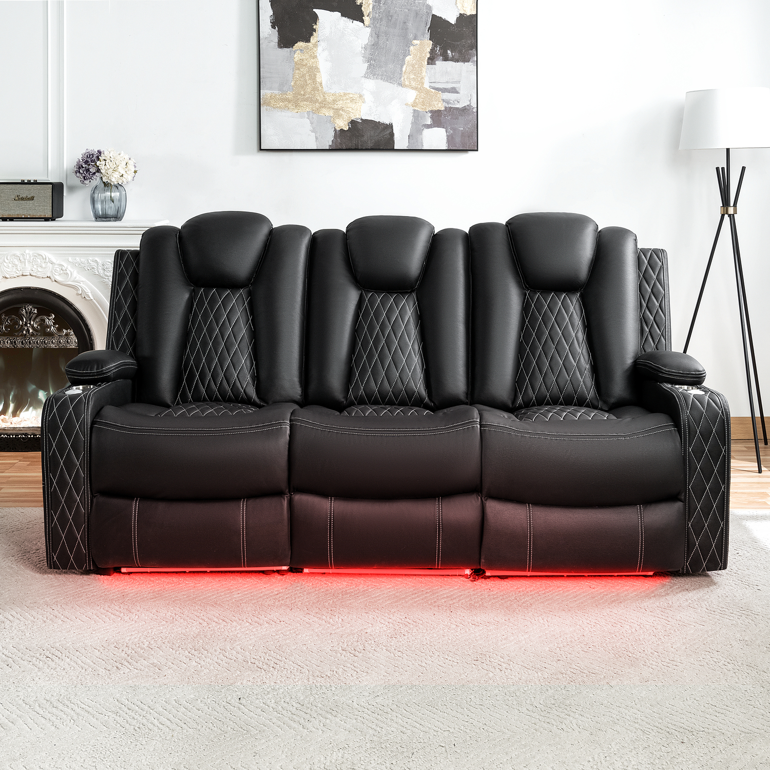 Chicago Sofa Air Leather,Black,Classic