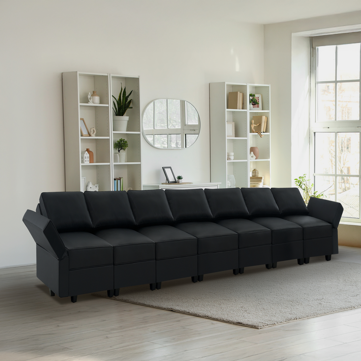 Naomi Home Sarah Contemporary DIY Sofa Collection 7 Piece Modular Sectional,Black