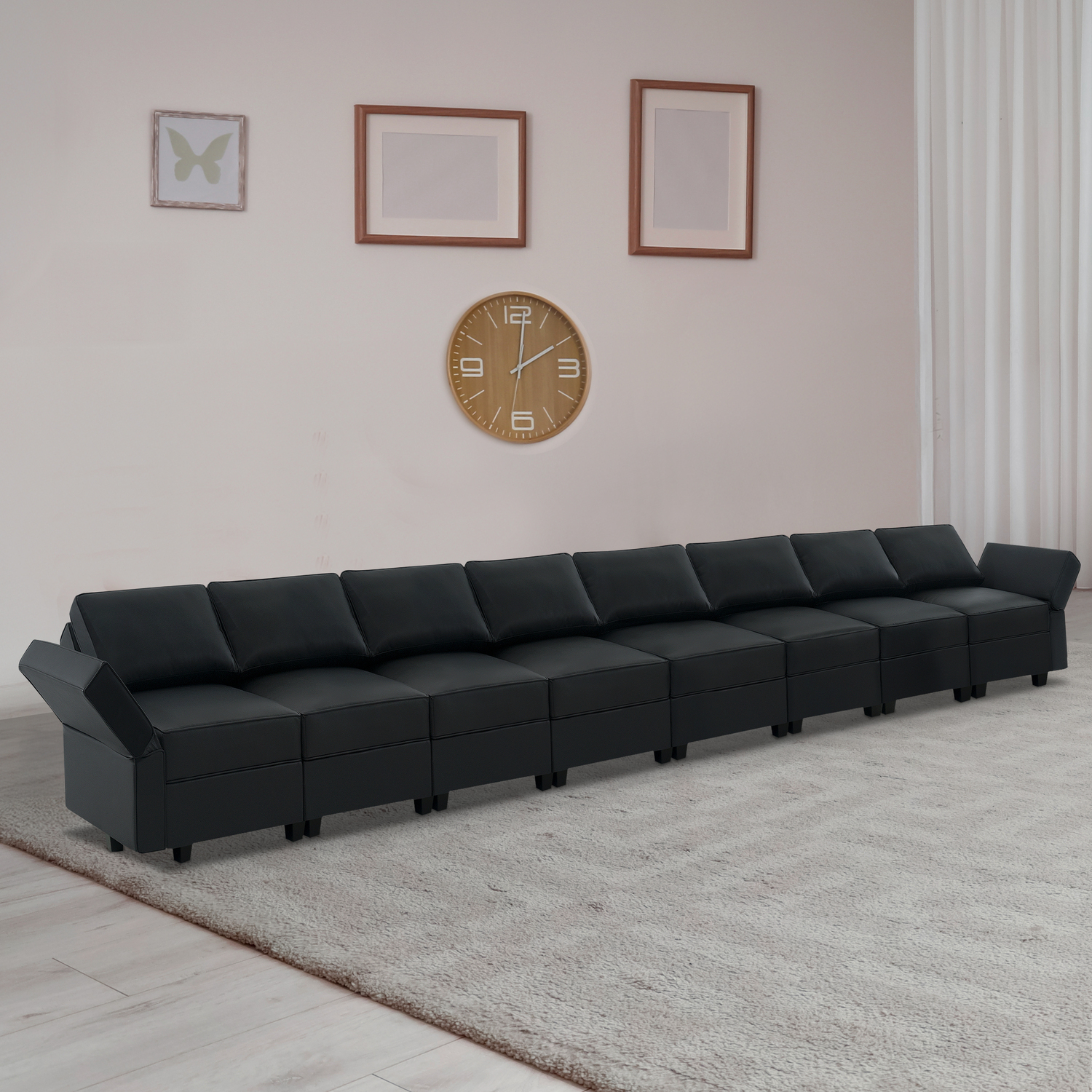 Naomi Home Sarah Contemporary DIY Sofa Collection 8 Piece Modular Sectional,Black