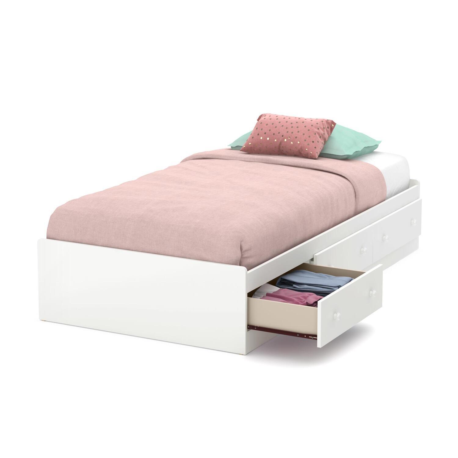 Artisanal Artistry Mates Bed with 3 Drawers, Twin, Pure White, Murphy Bed, Adjustable Bed - 76.5
