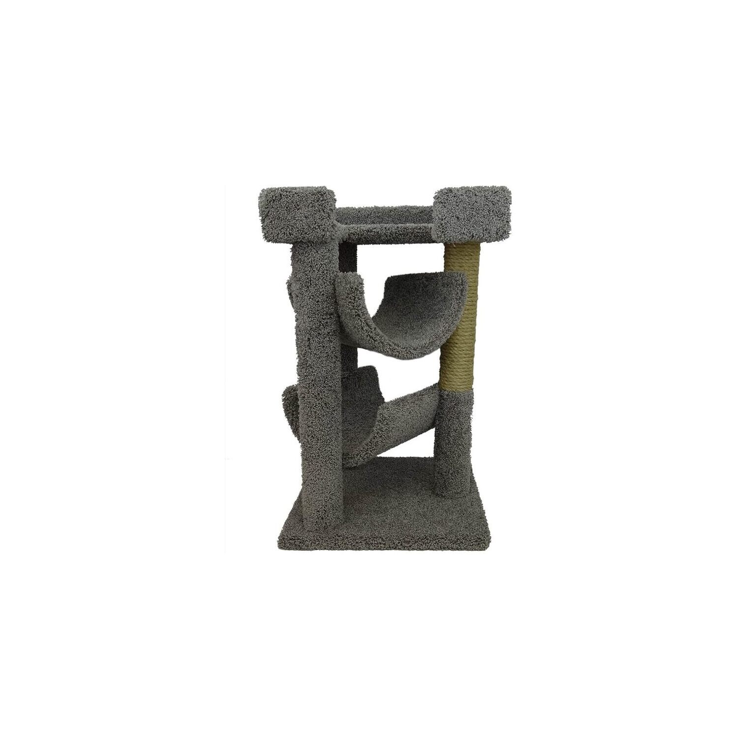 Solid Wood Cat Tree - Plush Carpet Cat Tower for All Breeds - Brown, 20