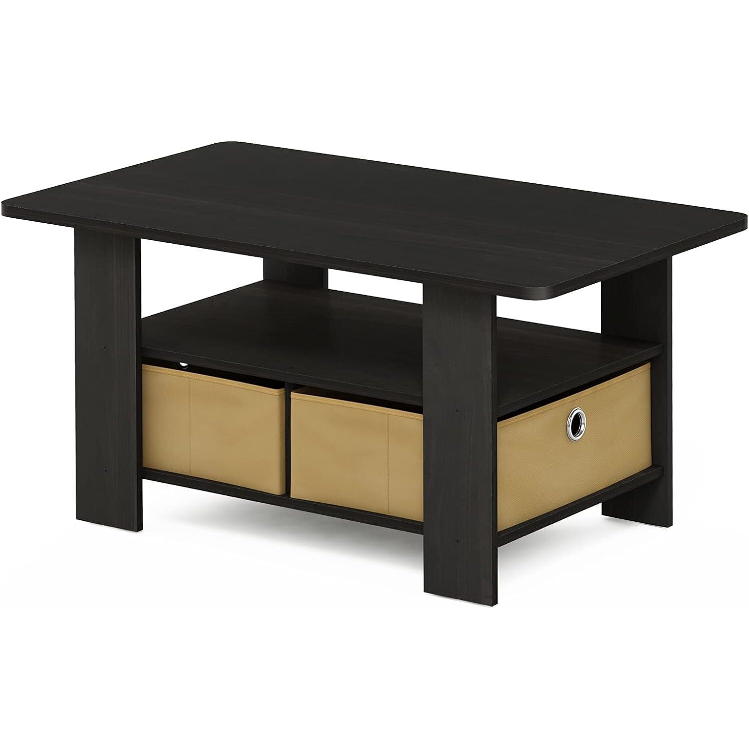 HomeStock Global Greatness Coffee Table with Bin Drawer, Modern Sturdy Coffee Table with Storage Bins for Living Rooms