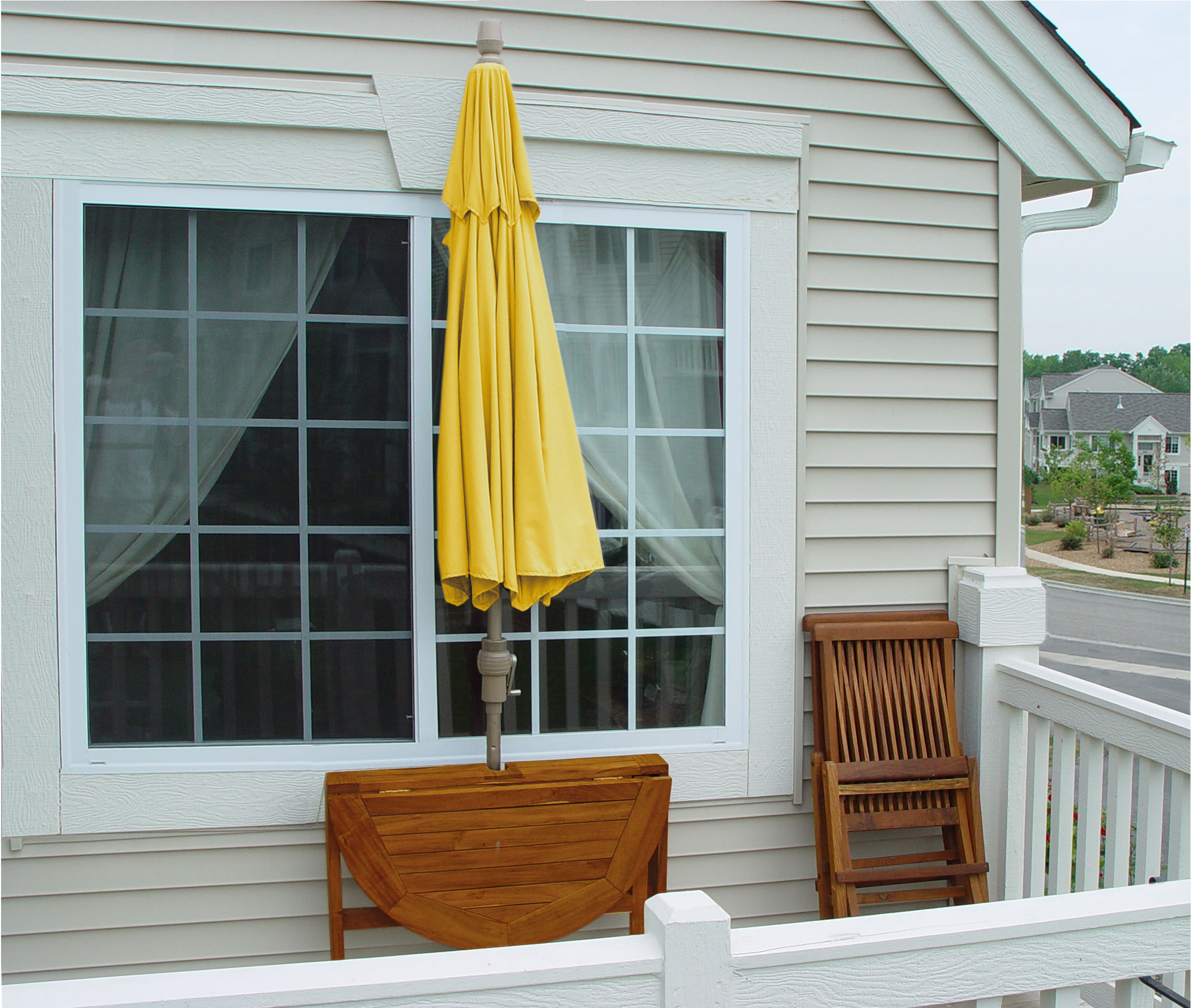 OFFTHEWALL BRELLA Sunbrella Half Umbrella, 7.5'Width, Yellow Canopy