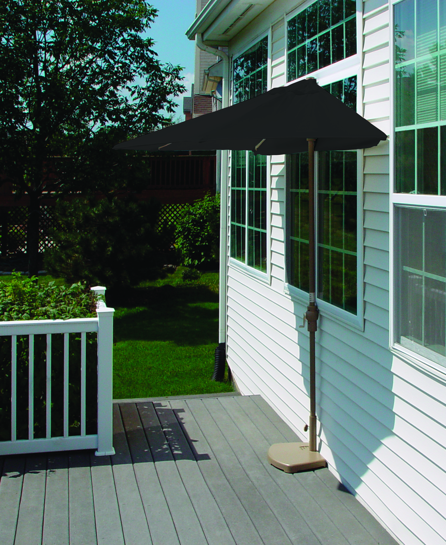 Blue Star Group Offthewall Brella Sunbrella 9 Ft. Half Umbrella Black