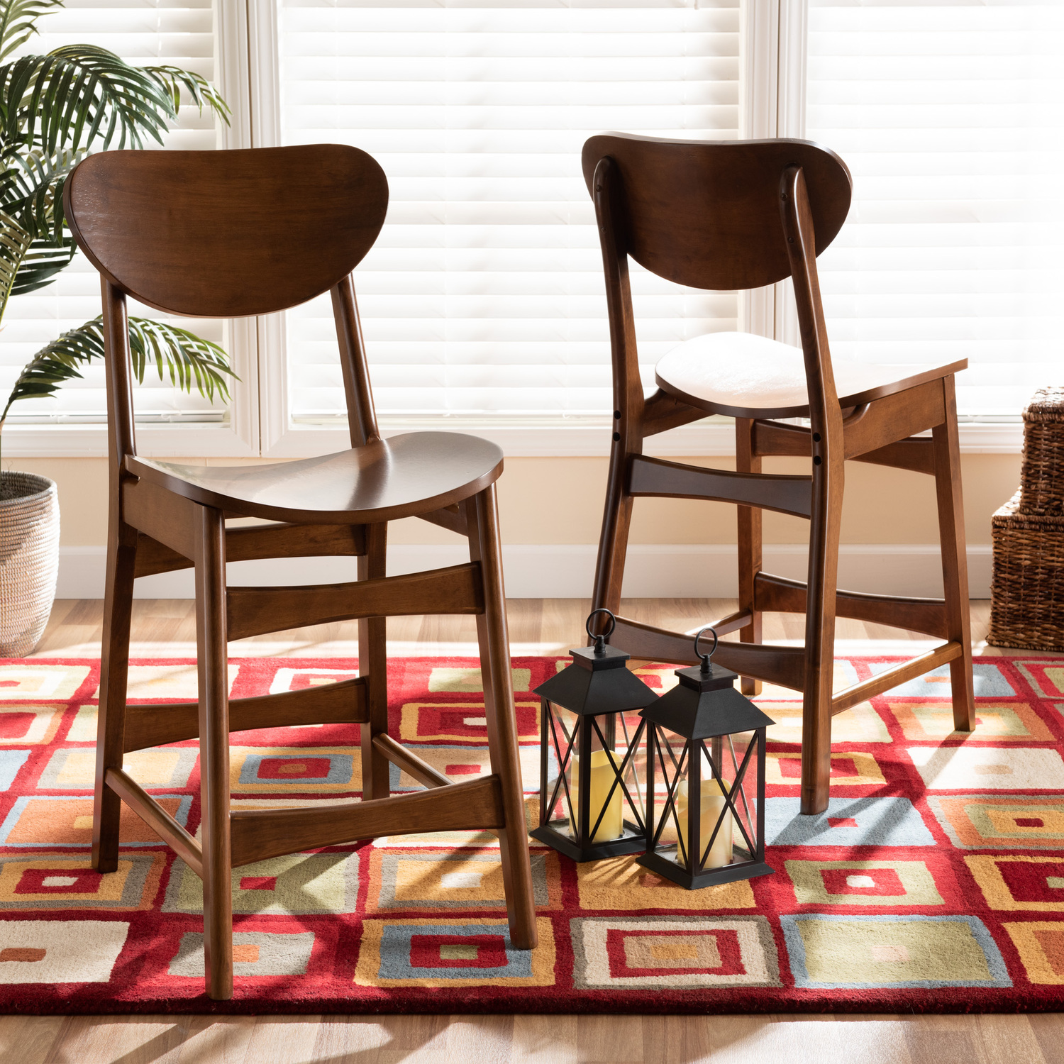 Baxton Studio Katya Mid-Century Modern Walnut Brown Finished Wood 2-Piece Counte