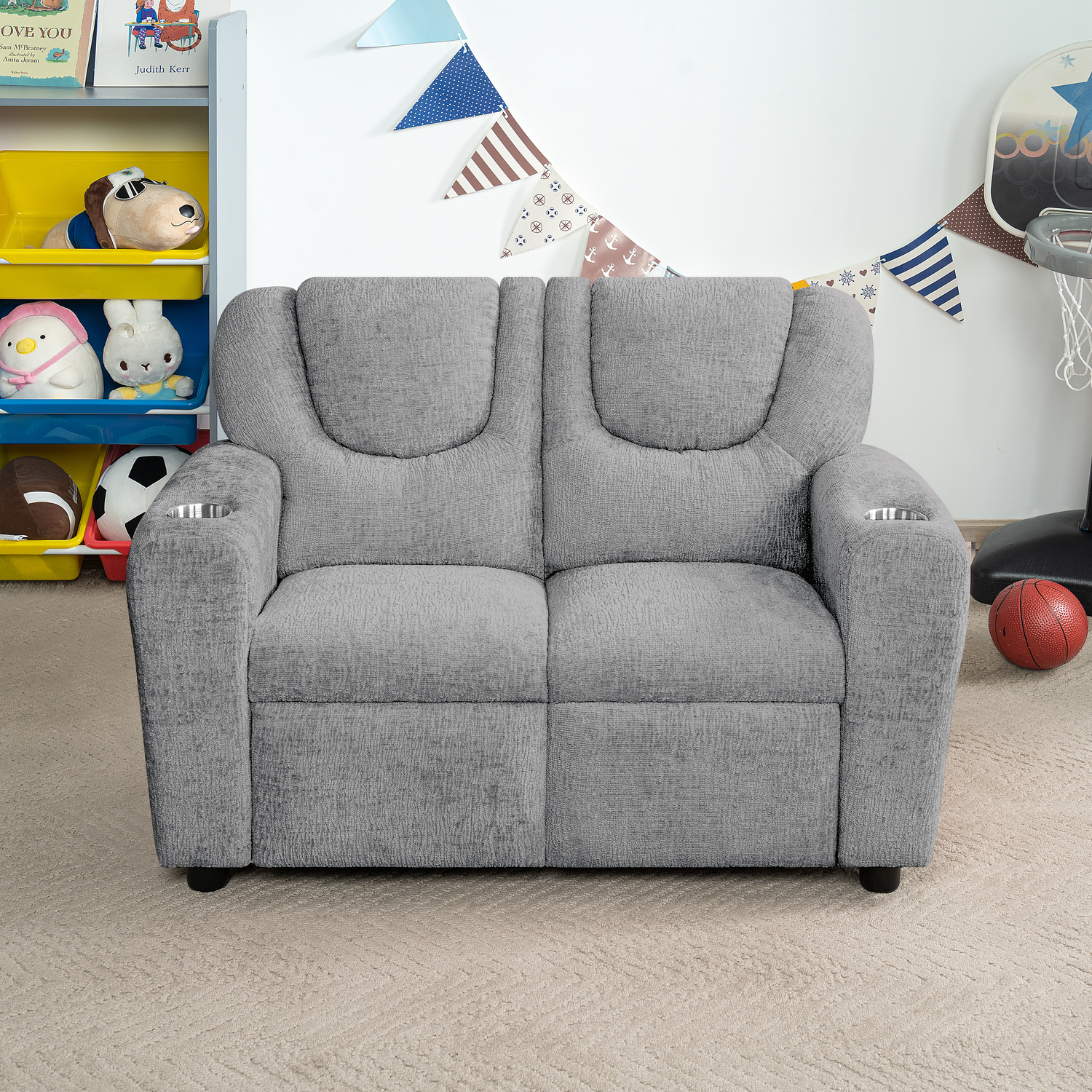 Color: Gray Fabric: Chenille Style: Loveseat