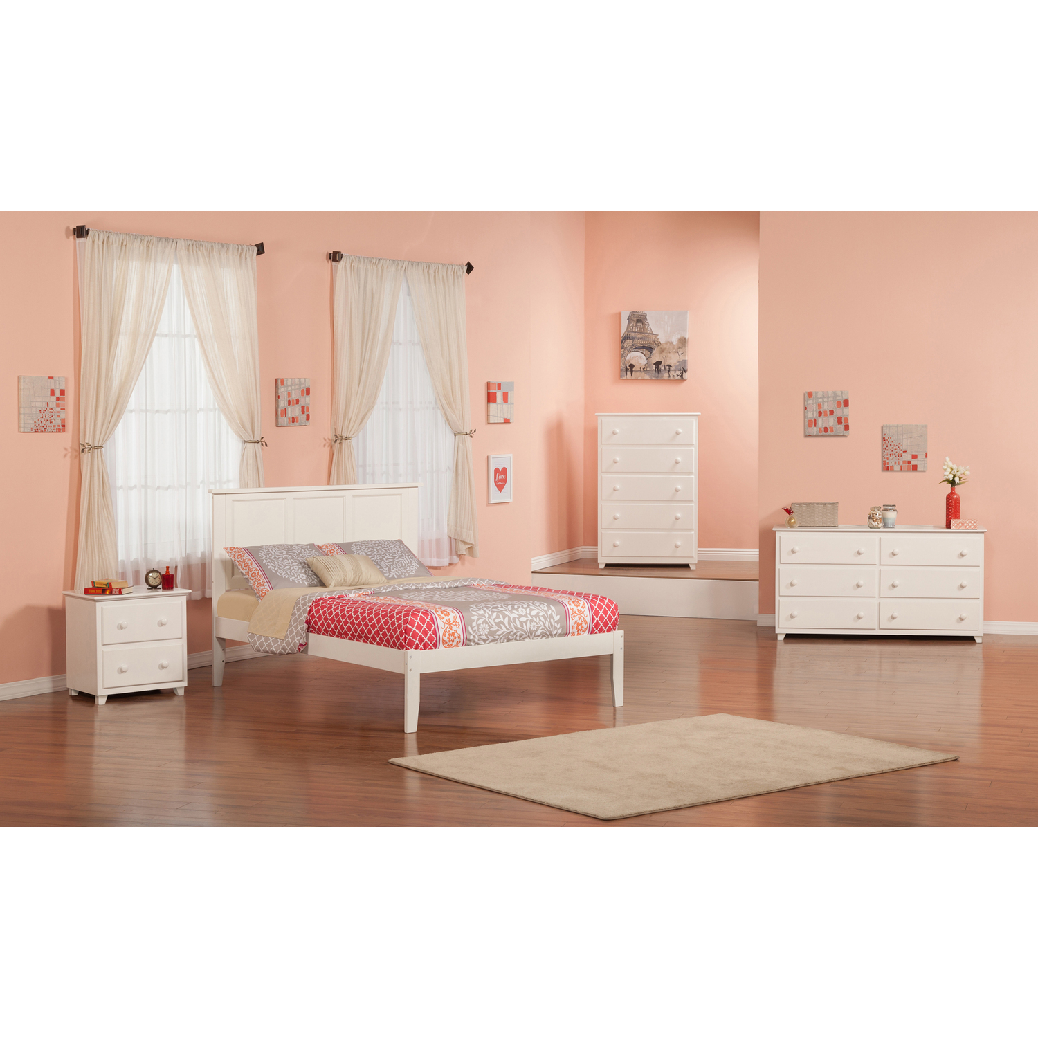 Mediterranean Mingle Platform Bed with Open Footboard, Solid Hardwood, Turbo Charger, Sturdy Build with Classic Finish
