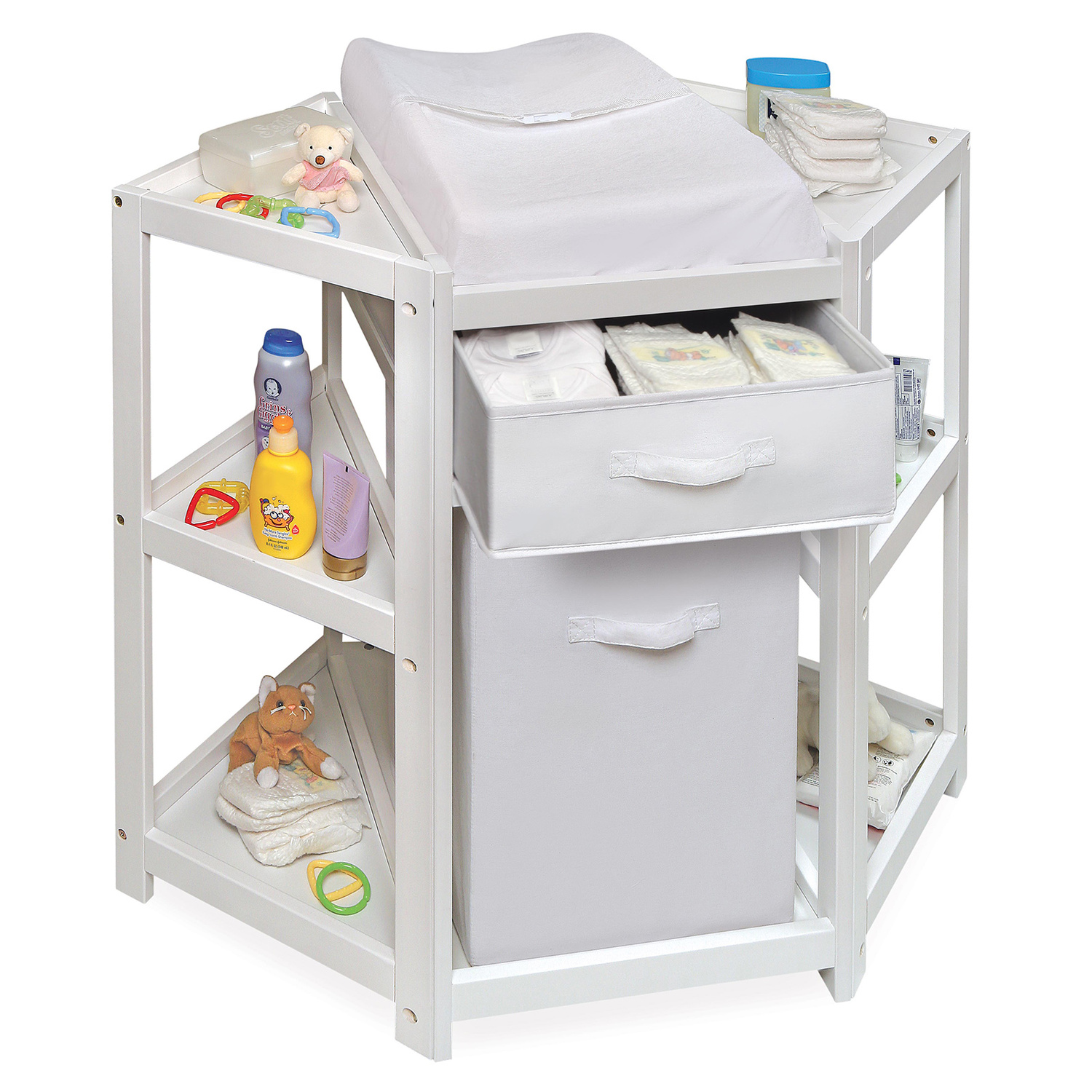 Badger Basket Diaper Corner Baby Changing Table with Hamper and Basket 243.9900