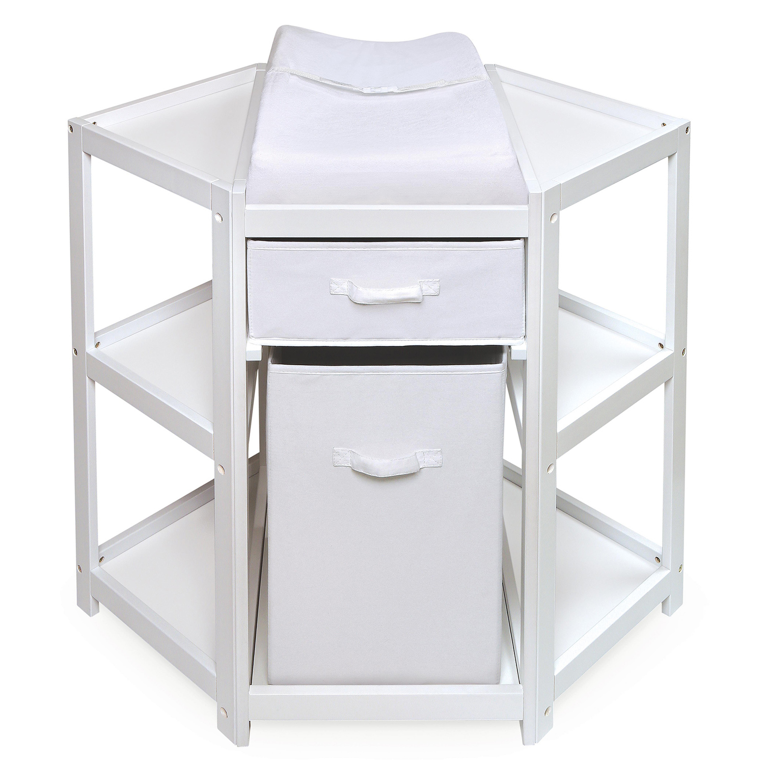 Badger Basket Diaper Corner Baby Changing Table with Hamper and Basket 243.9900