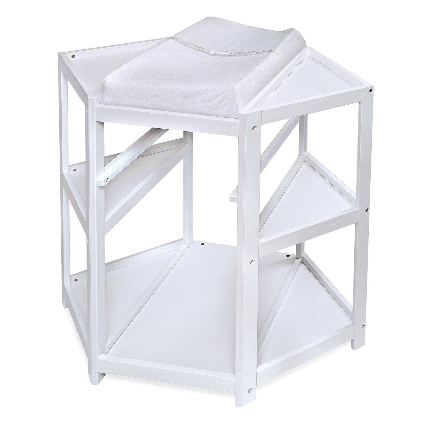 Badger Basket Diaper Corner Baby Changing Table with Hamper and Basket