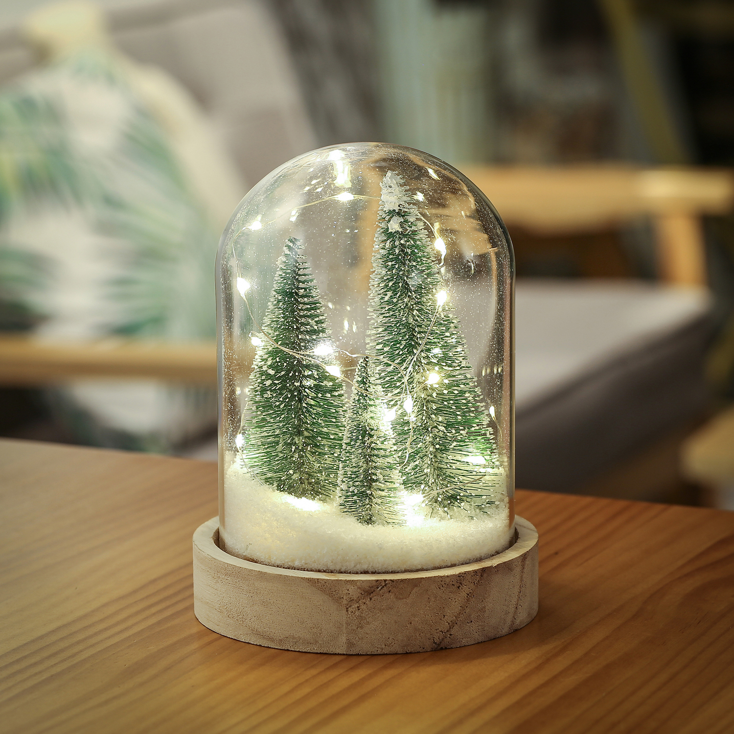 Renaissance Rhapsody Lighted Snowy Christmas Tree Battery-Operated Glass Globe Holiday Decoration