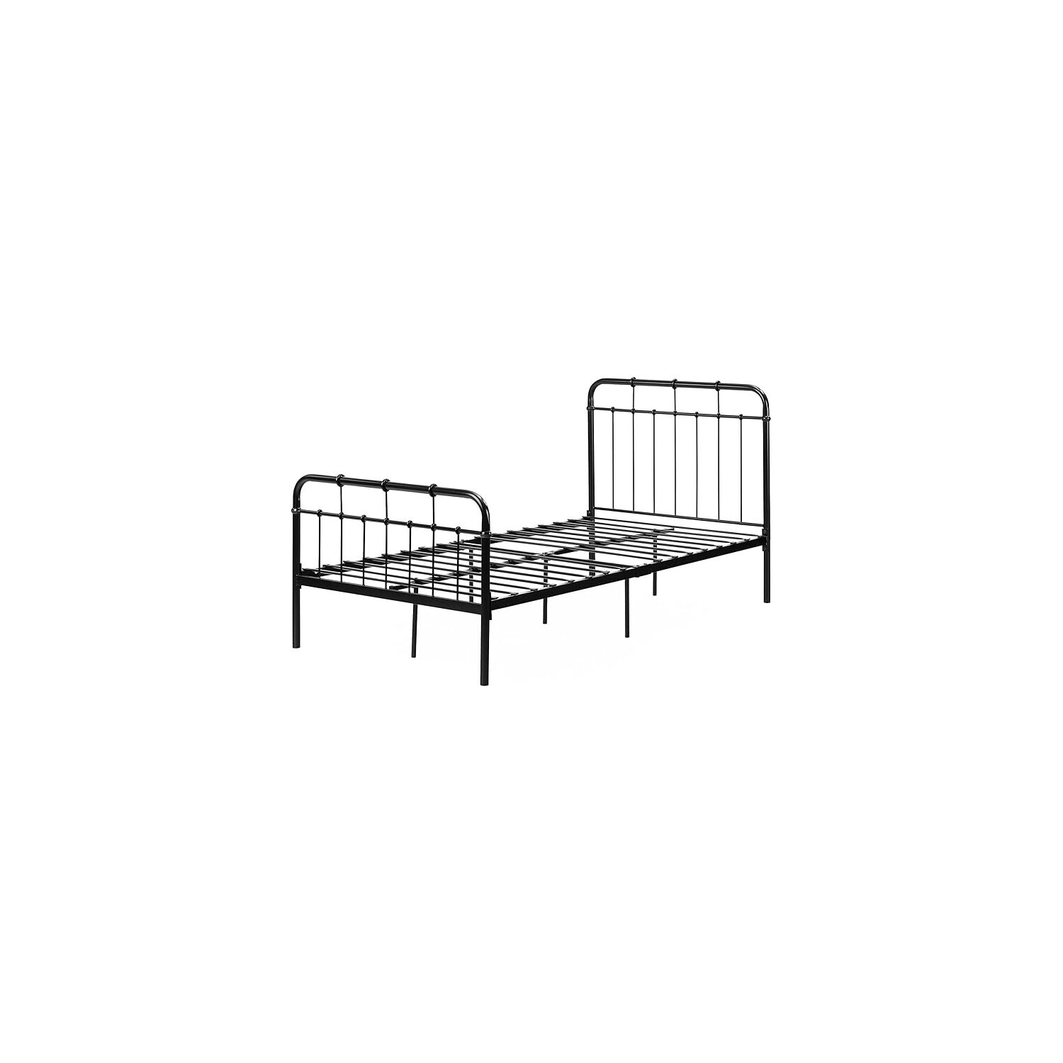 Rustic Revival Kids Bedroom Bed, Sturdy in Twin Size in Pure Black, Platform Bed, Adjustable Bed - 79