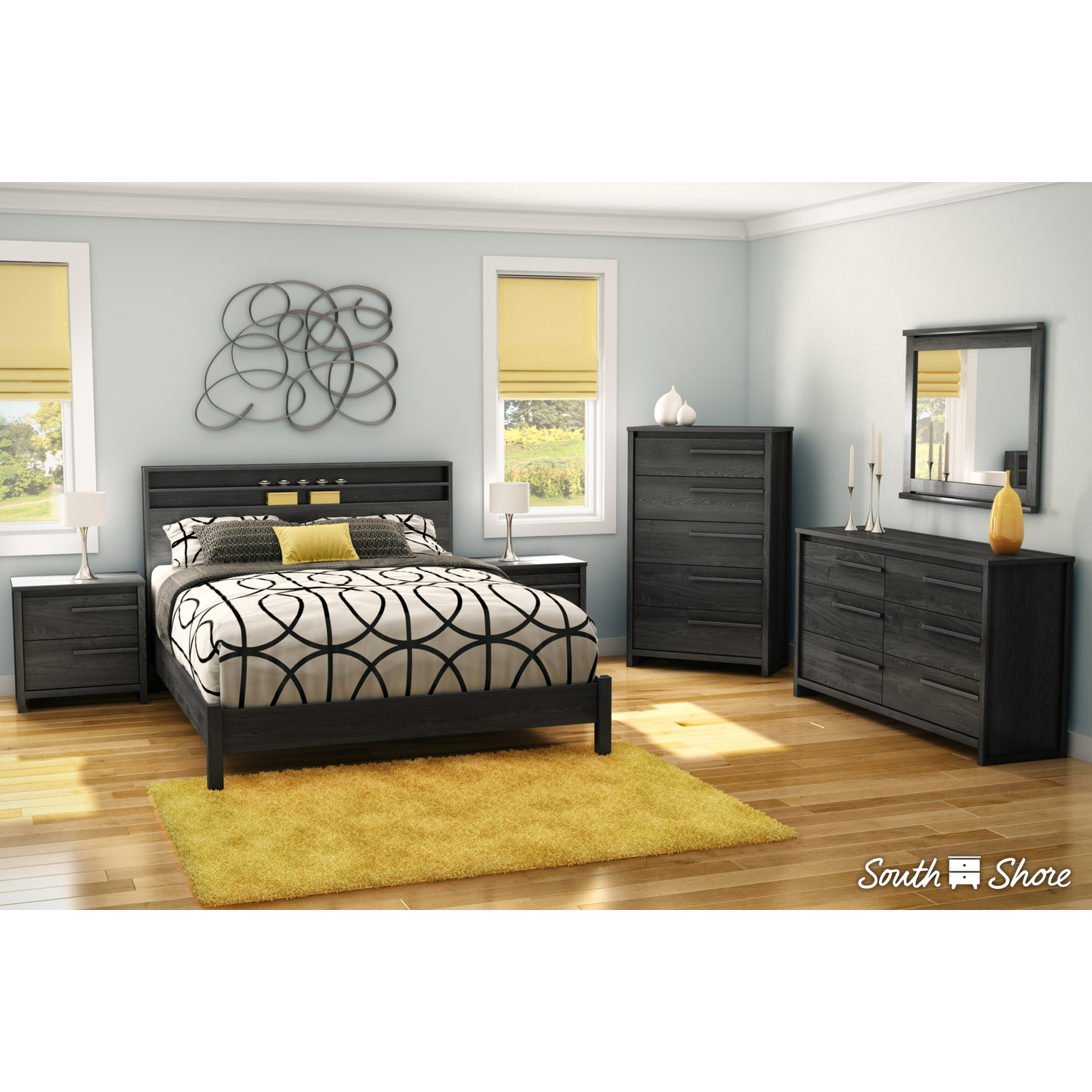 Eclectic Elegance Platform Bed On Legs, Queen, Gray Oak, Murphy Bed, Adjustable Bed - 82.8