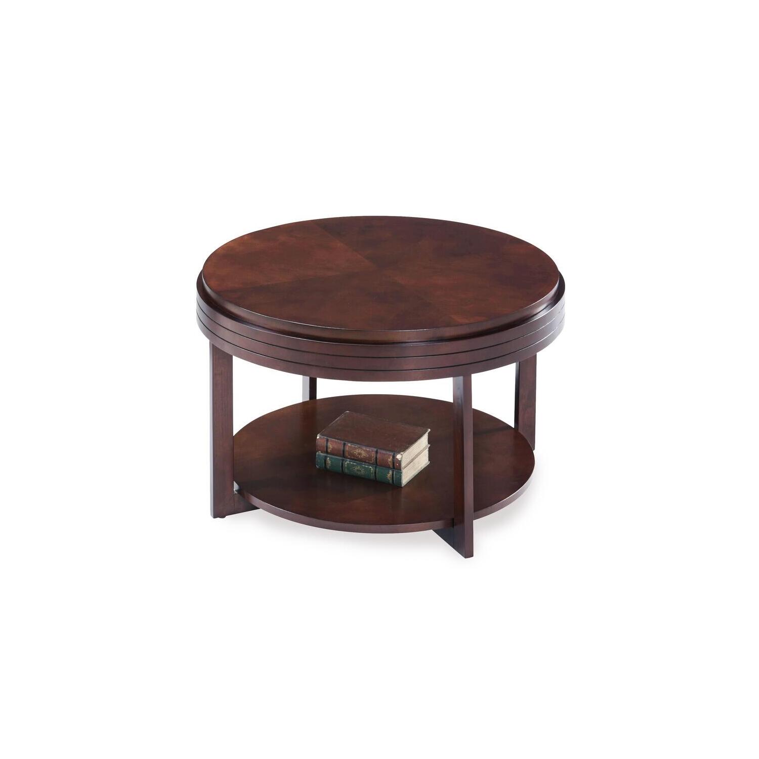 Round Coffee Table with Shelf - Modern Apartment Table, Solid Wood, Living Room Decor, 30 Inch