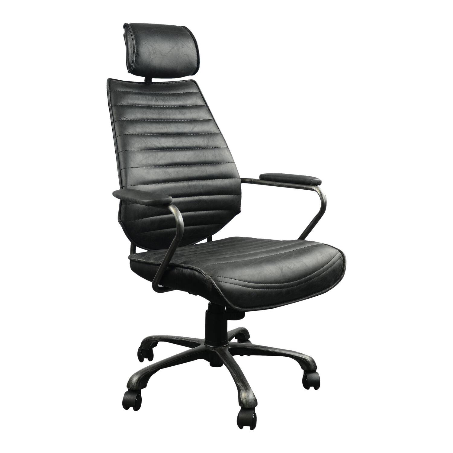 Office Chair Black Leather Ergonomic Desk Chair Modern Comfort Support