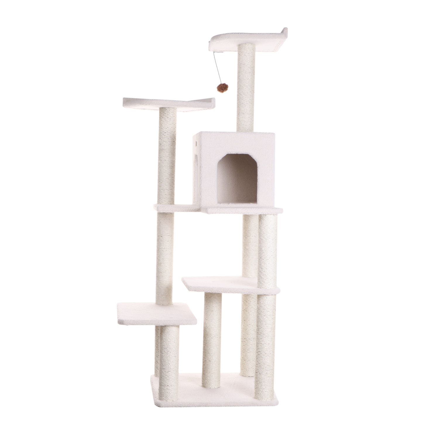Cat Tree - 6 Level Ivory Condo Tower - Galaxy Approved - Large Cats - 31