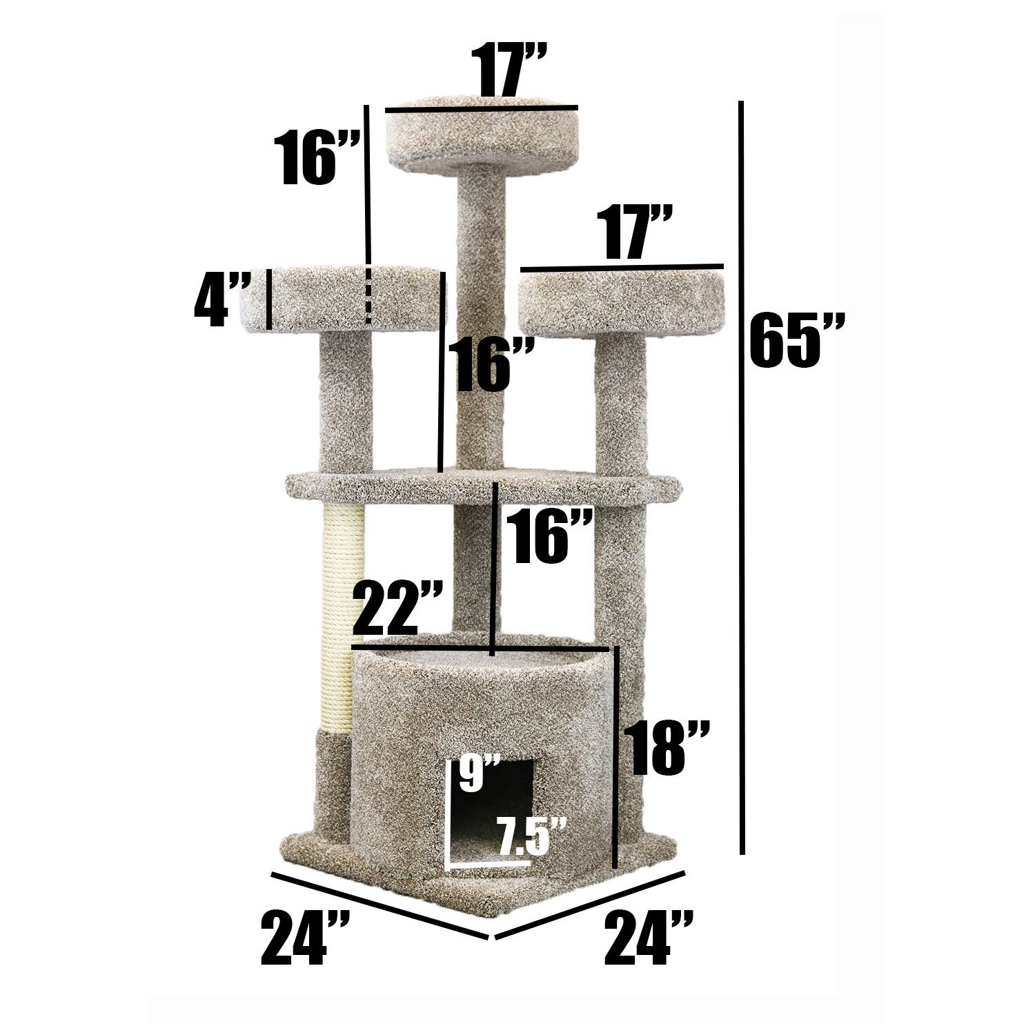 Cat Tree for Large Cats - Extra Large Cat House with Scratching Posts & Perches
