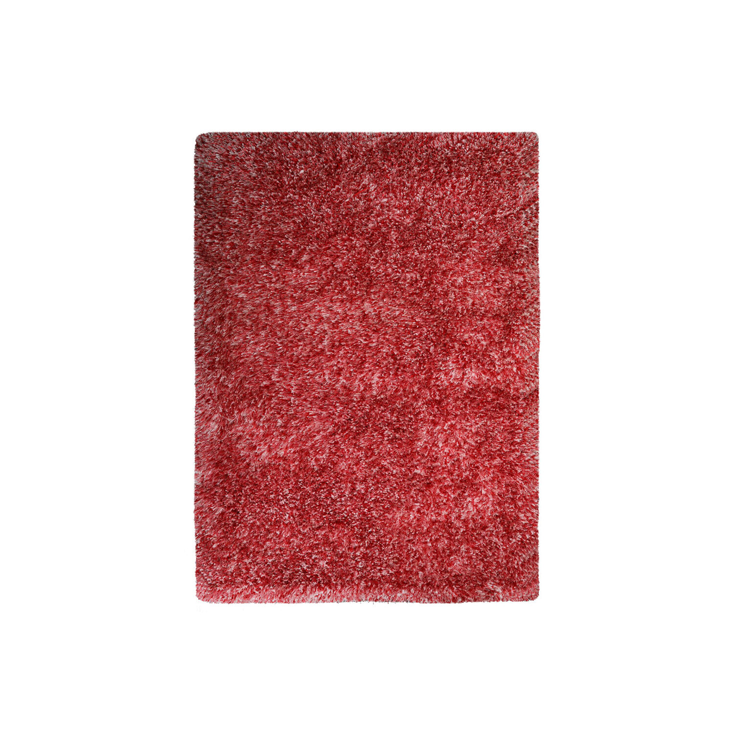 Hand Tufted Shag Polyester 6'x9' Area Rug Solid Red White