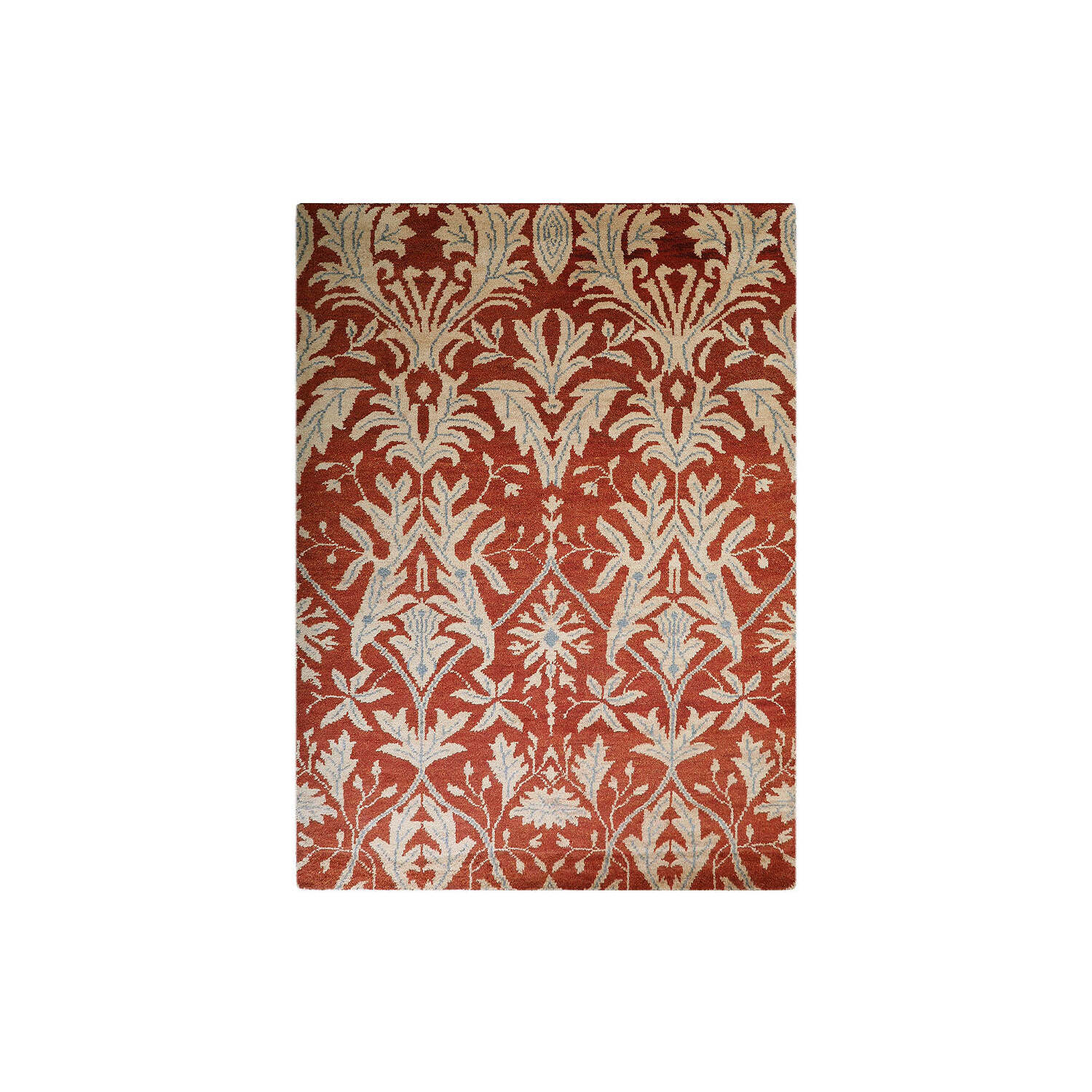 Hand Knotted Wool 6'x9' Area Rug Floral Red Gold