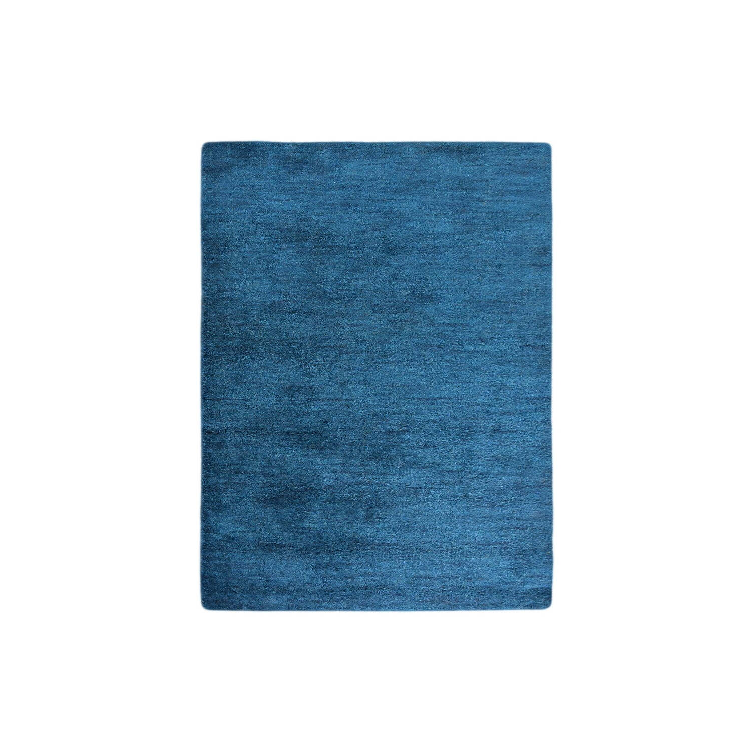 Hand Knotted Loom Silk Mix 6'x9' Area Rug Solid Dark Blue