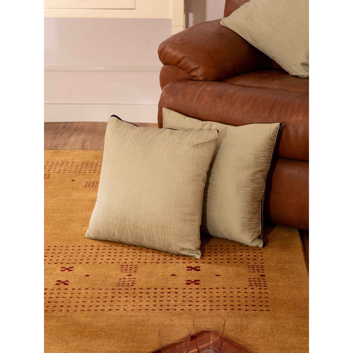 Decorative Cushion Covers, 360 GSM Poly Cotton Jacquard Fabric, Plain Solid Textured, Light Green, 20