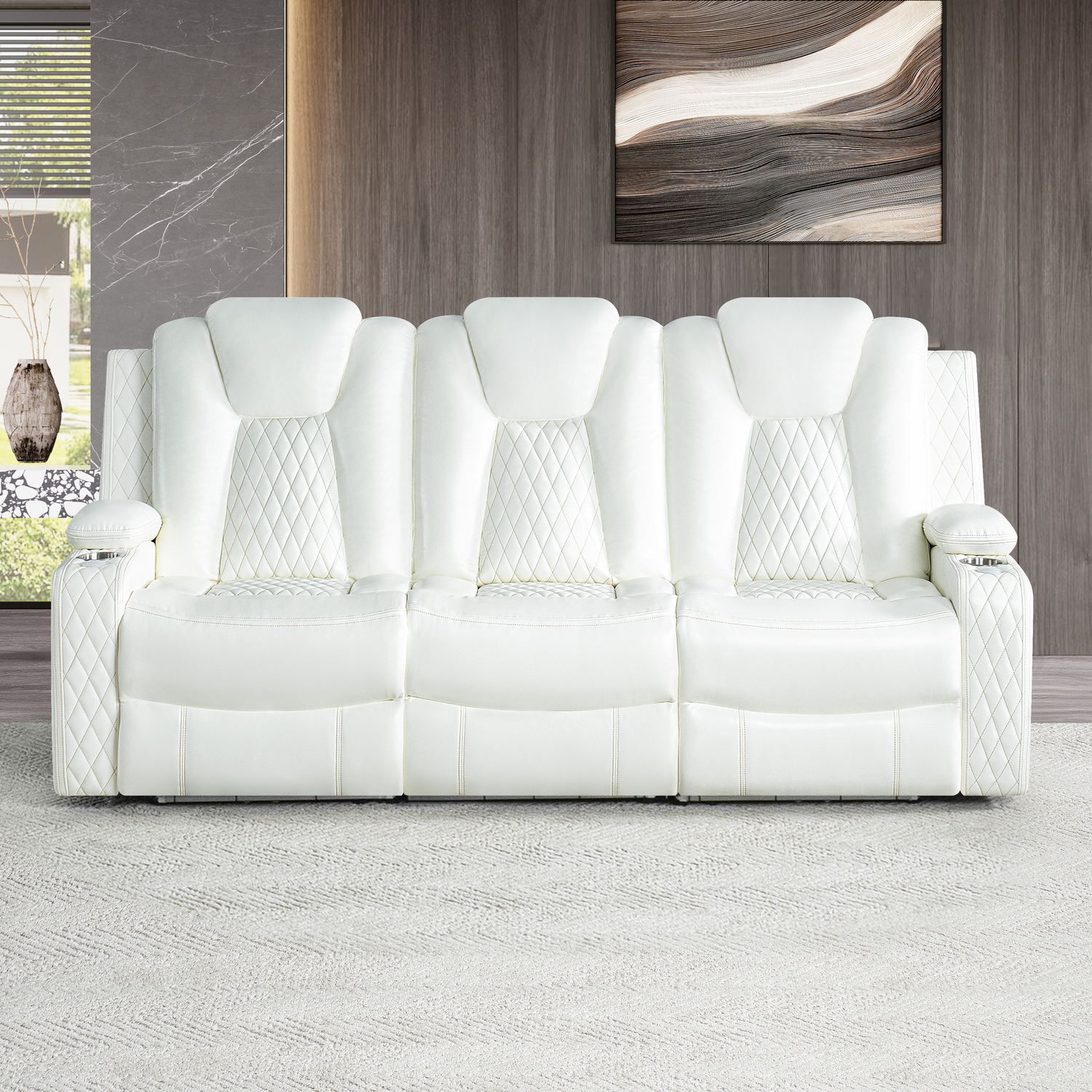 Chicago Chair & Sofa Set Air Leather,Sofa and Chair,White
