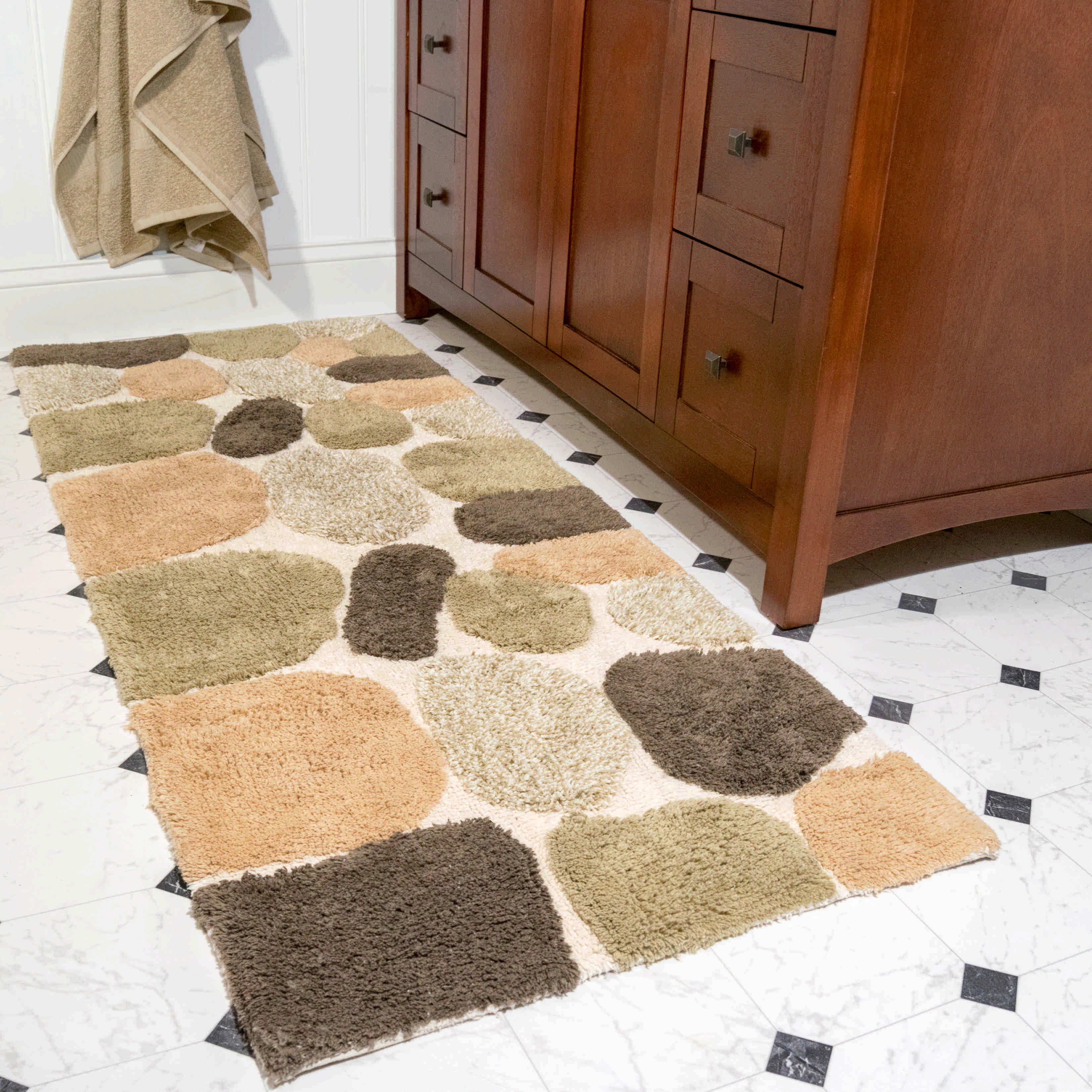 Chesapeake Pebbles Bath Rug Runner 45094 Khaki Rectangle 24" x 60
