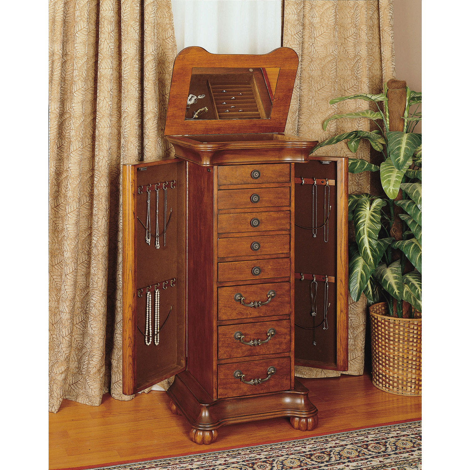 Wilmington Cherry and Burl Jewelry Armoire 529.00