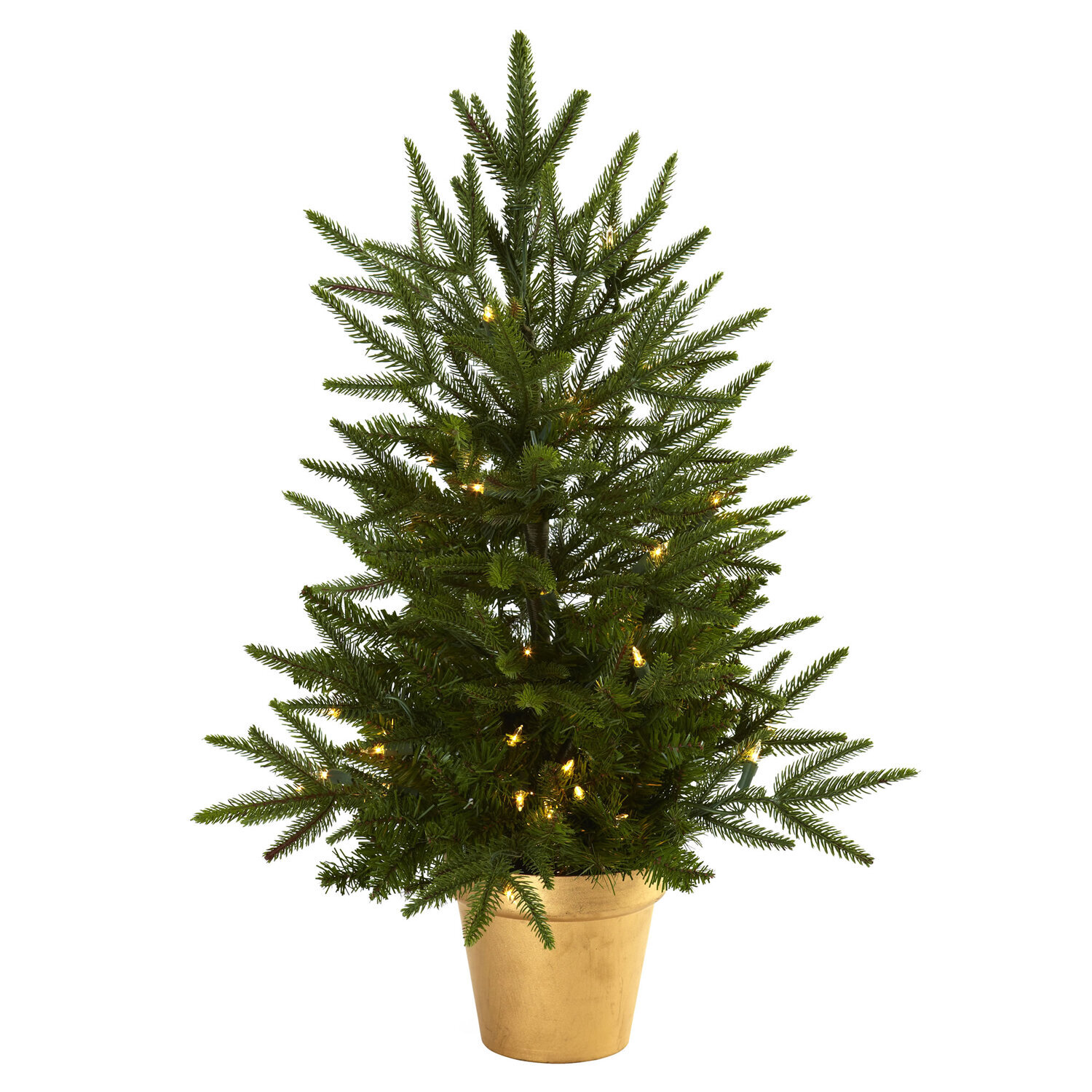 Sophisticated Simplicity 2.5Ft. Christmas Tree With Golden Planter & Clear Lights
