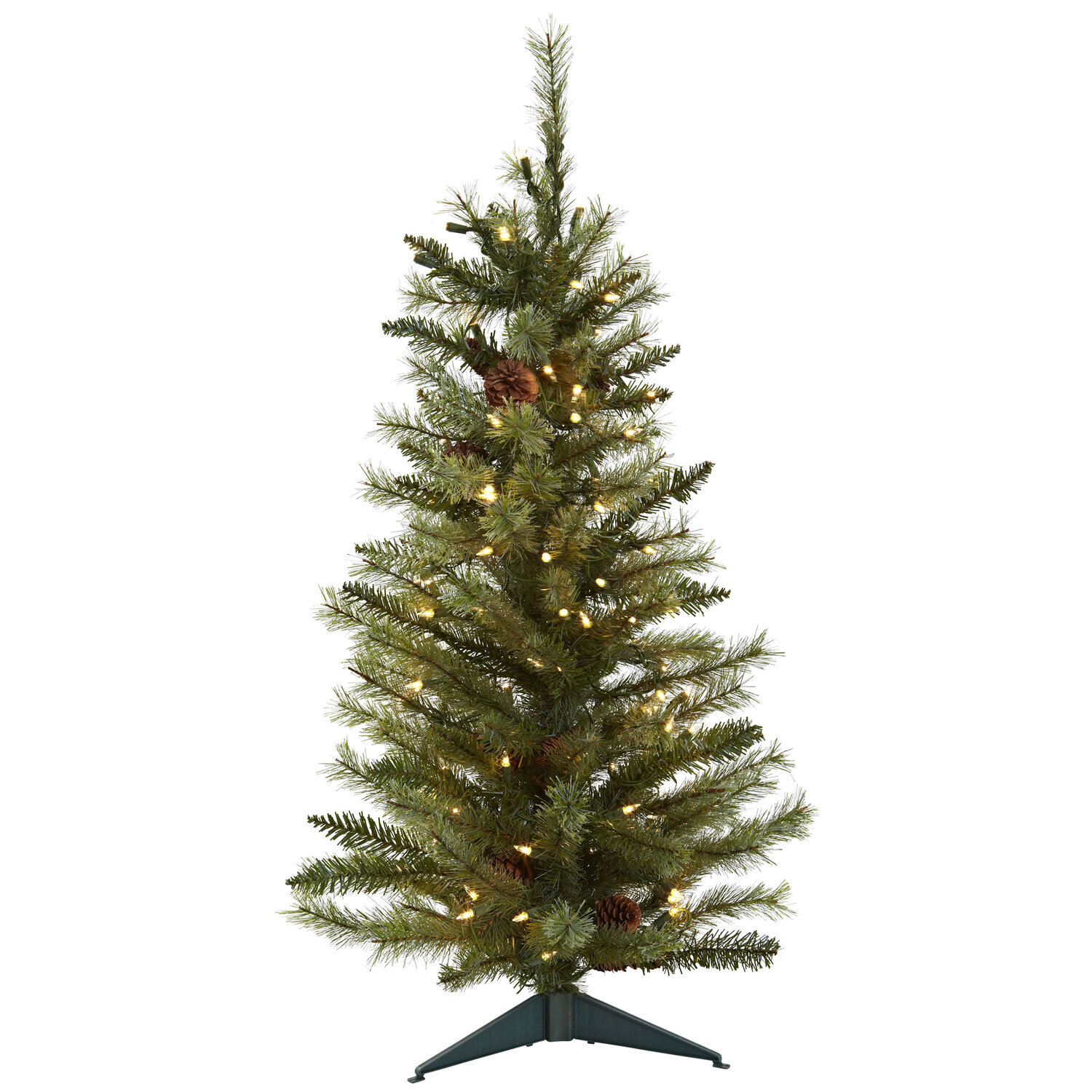 Christmas Tree 3ft Pine Tree with LightsPine Cones - Holiday Decor