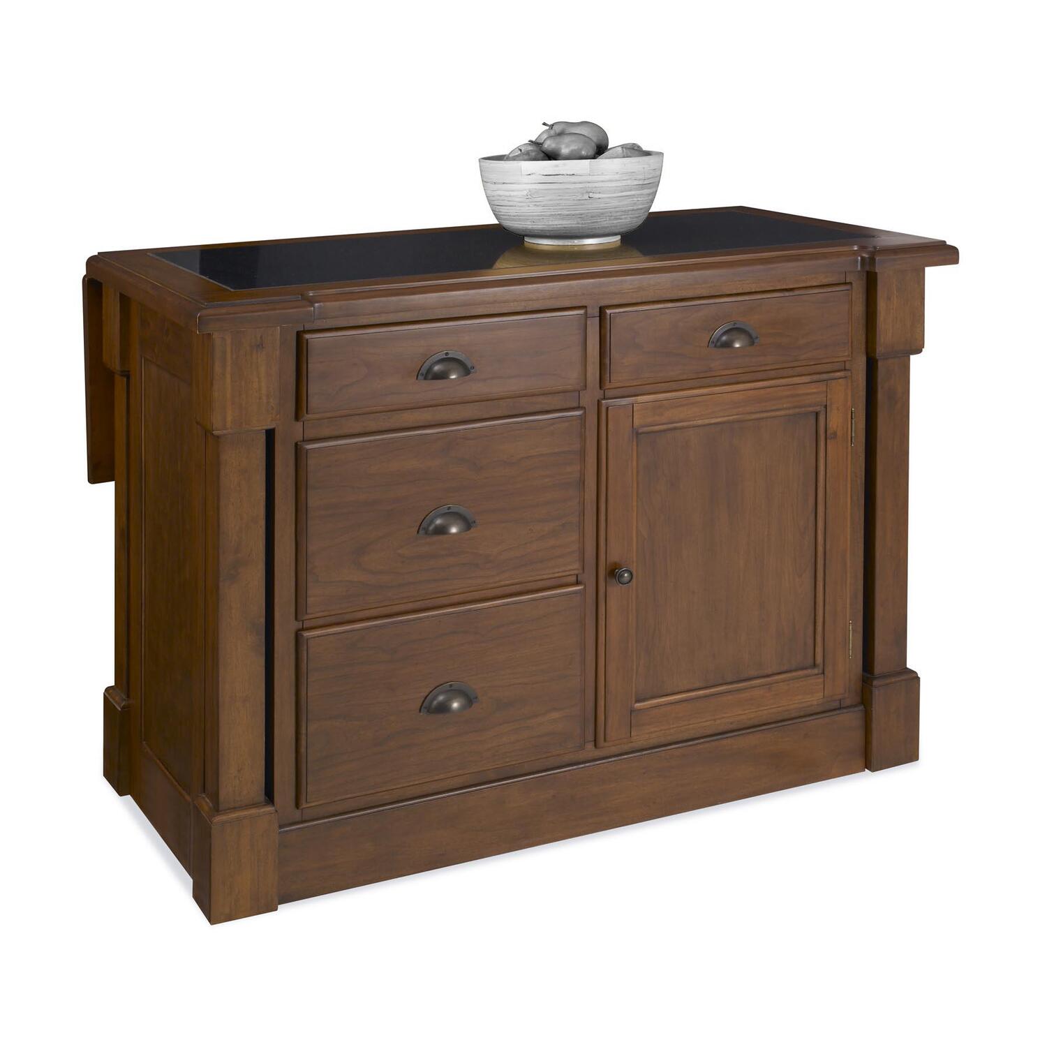 Home Styles Aspen Kitchen Island w/hidden drop leaf support/granite top