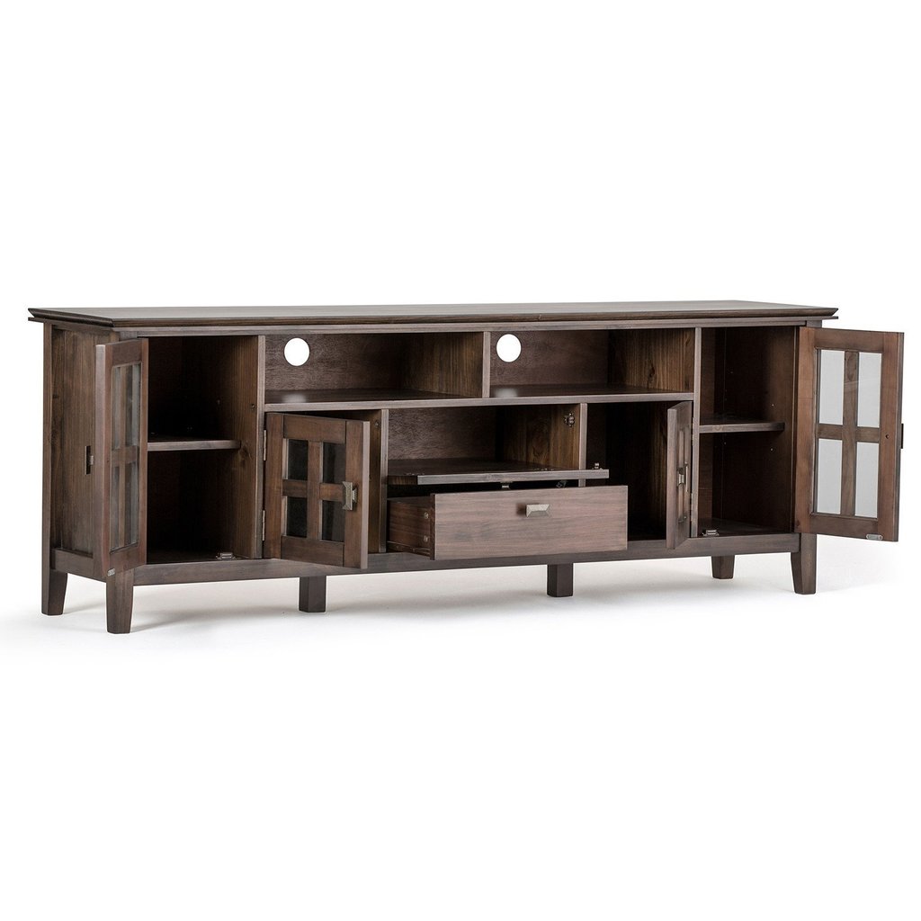 Simpli Home Artisan Solid Wood 72 Inch Wide Contemporary TV Media Stand For TVs Up To 80 Inches
