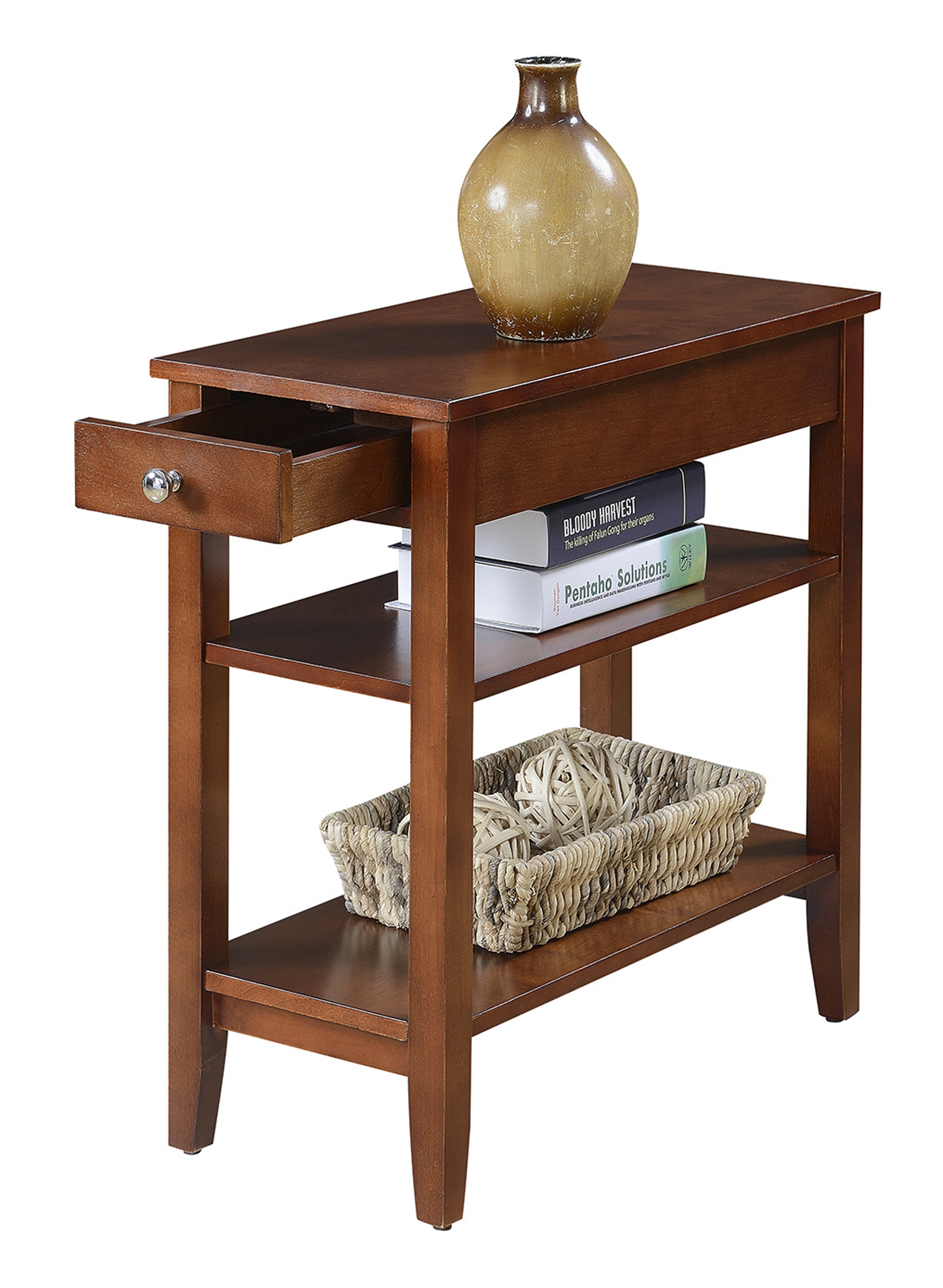 Convenience Concepts American Heritage Three Tier End Table with Drawer