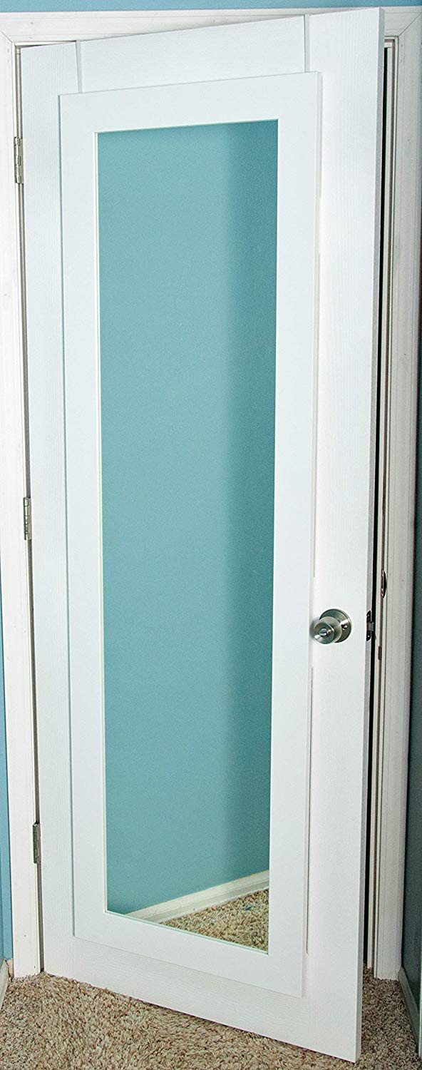 BrandtWorks Matte White Over the Door Full Length Dressing Mirror