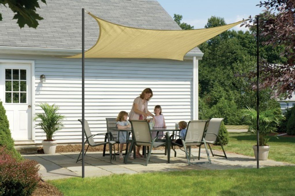 Sand Square Sun Shade Sail Innovative Fabric 16 FT X 16 FT Poles Not