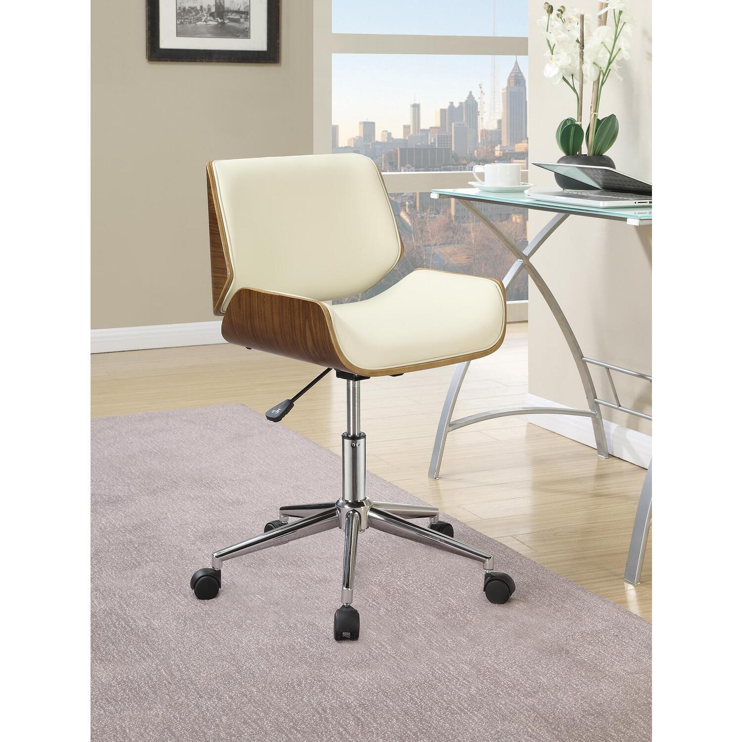 Office Chair - Height Adjustable Desk Chair - Retro Style Leatherette Seating