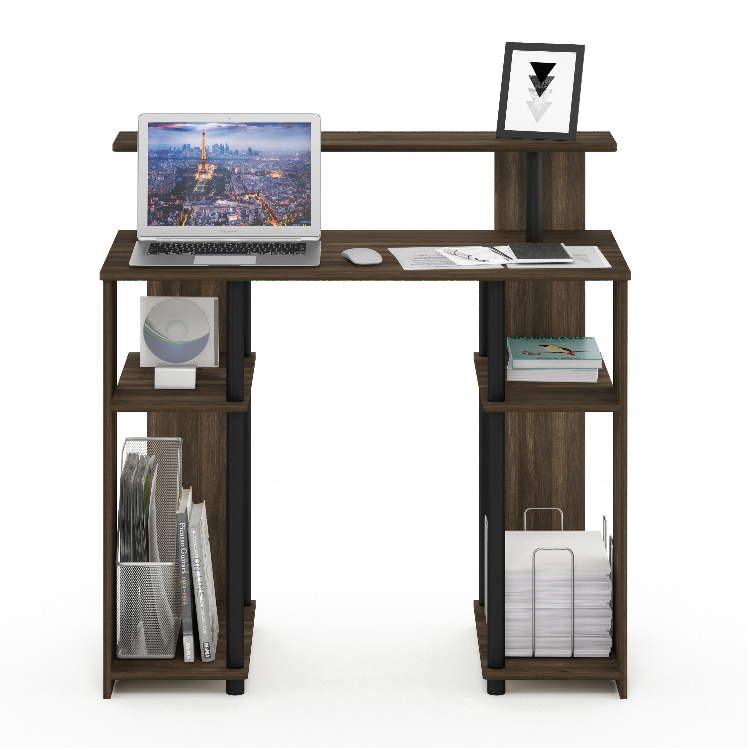 Furinno JAYA Simple Design Computer Writing Desk, Columbia Walnut/Black