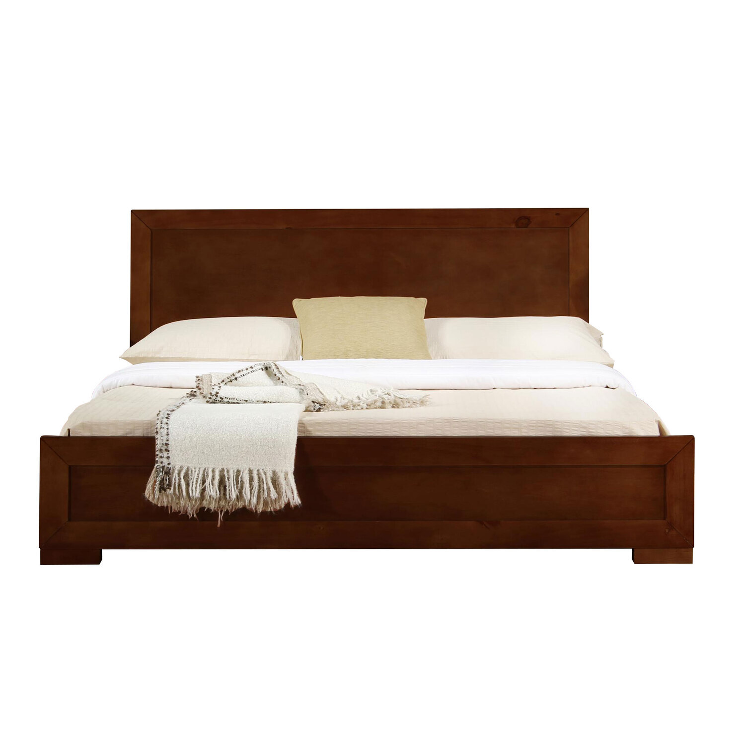 Medieval Moods Wooden Platform Bed In Walnut, Slat Included, Queen, Stained Finish Type - 82.28