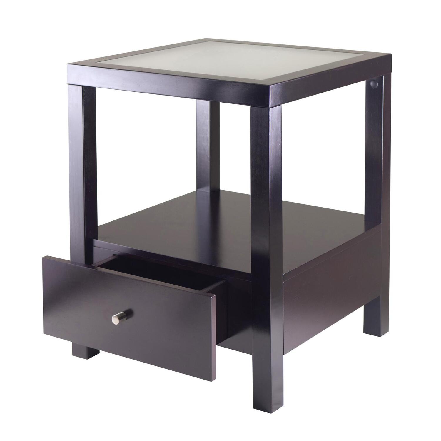 Winsome Copenhagen End Table With Glass Top By Oj Commerce - Copenhagen End Table With Glass Top winsome copenhagen end table with glass top by oj commerce - copenhagen end table with glass top