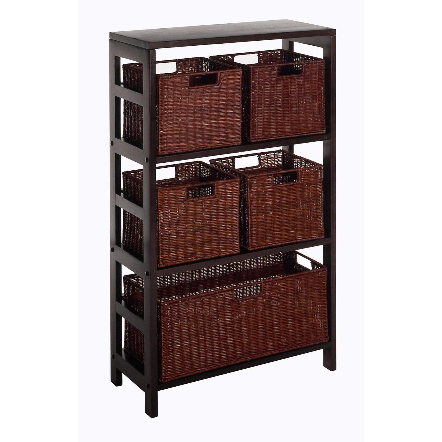 Winsome Wood Leo 6pc Shelf And Baskets 4 Small 1 Large Tap To Expand