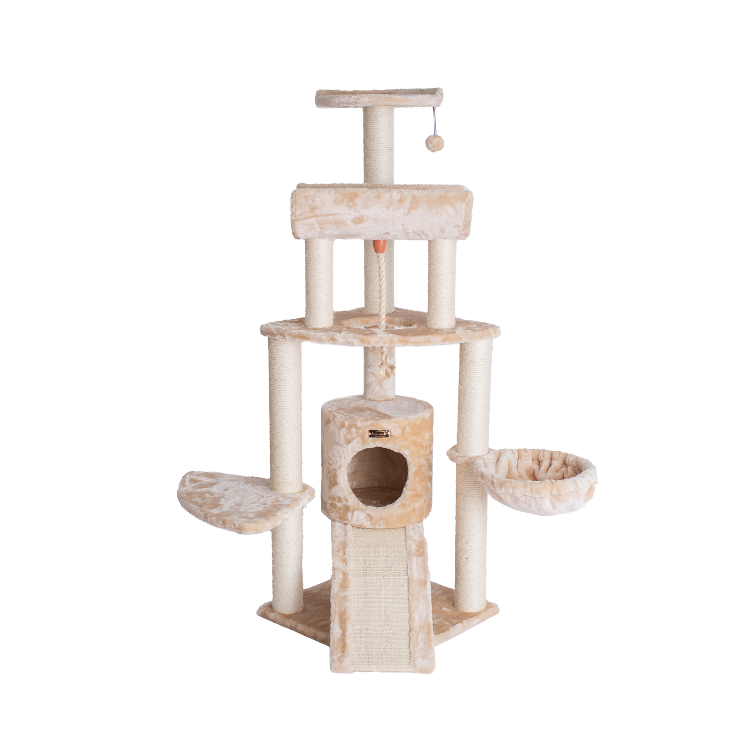 Spacious Cat Tree Tower with LoungeBasket - Real Wood Cat Furniture, 46