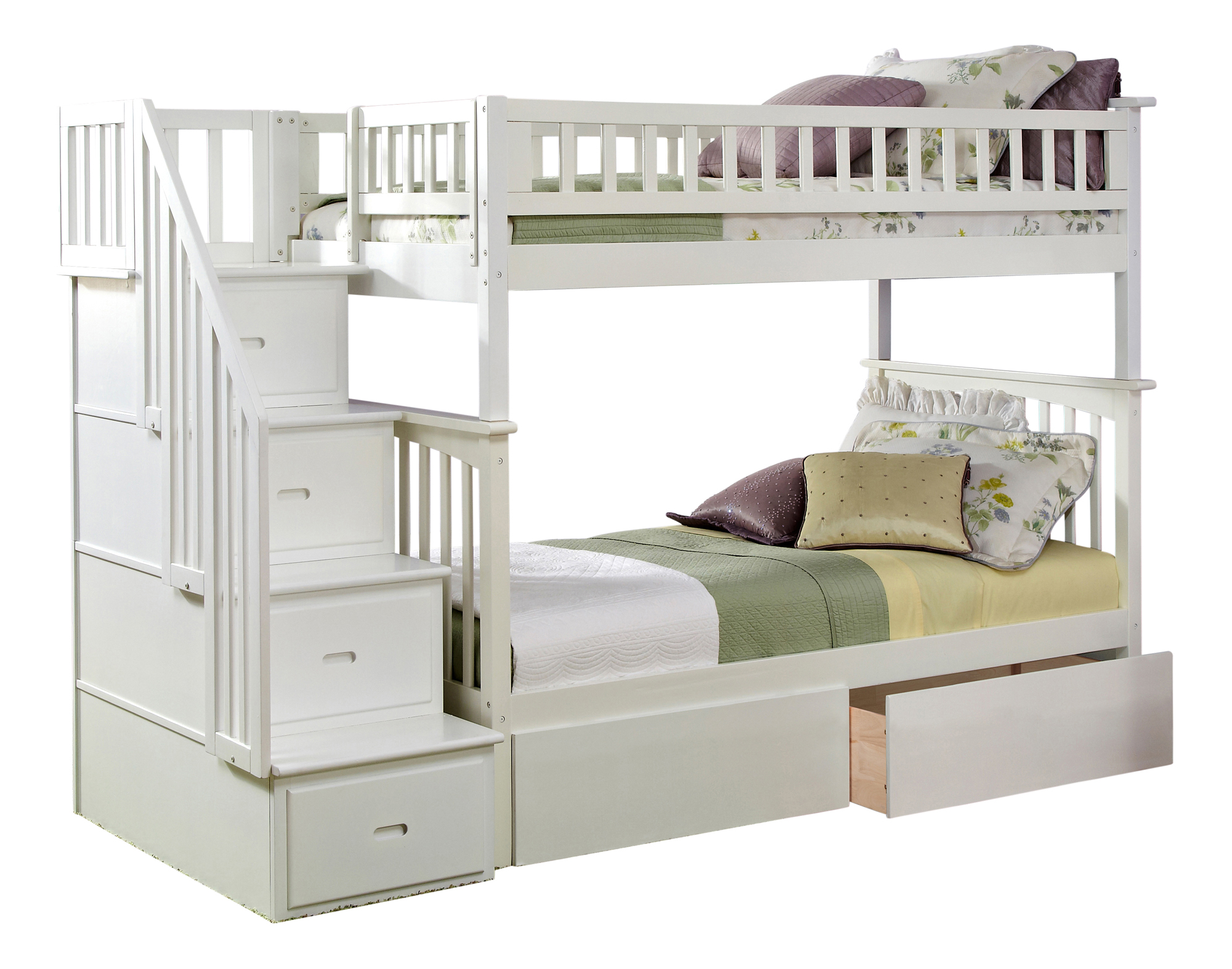 Atlantic Furniture Columbia Staircase Bunk Bed Twin Over Twin With
