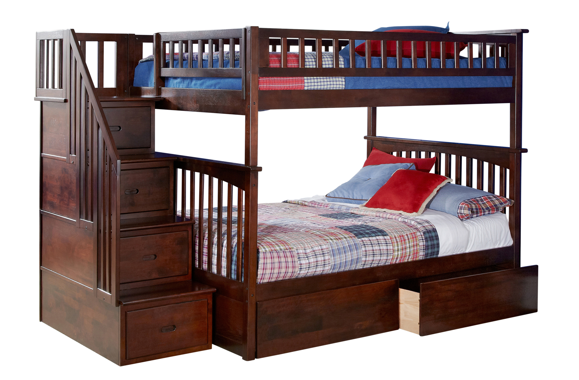 Atlantic Furniture Columbia Staircase Bunk Bed Full Over Full With