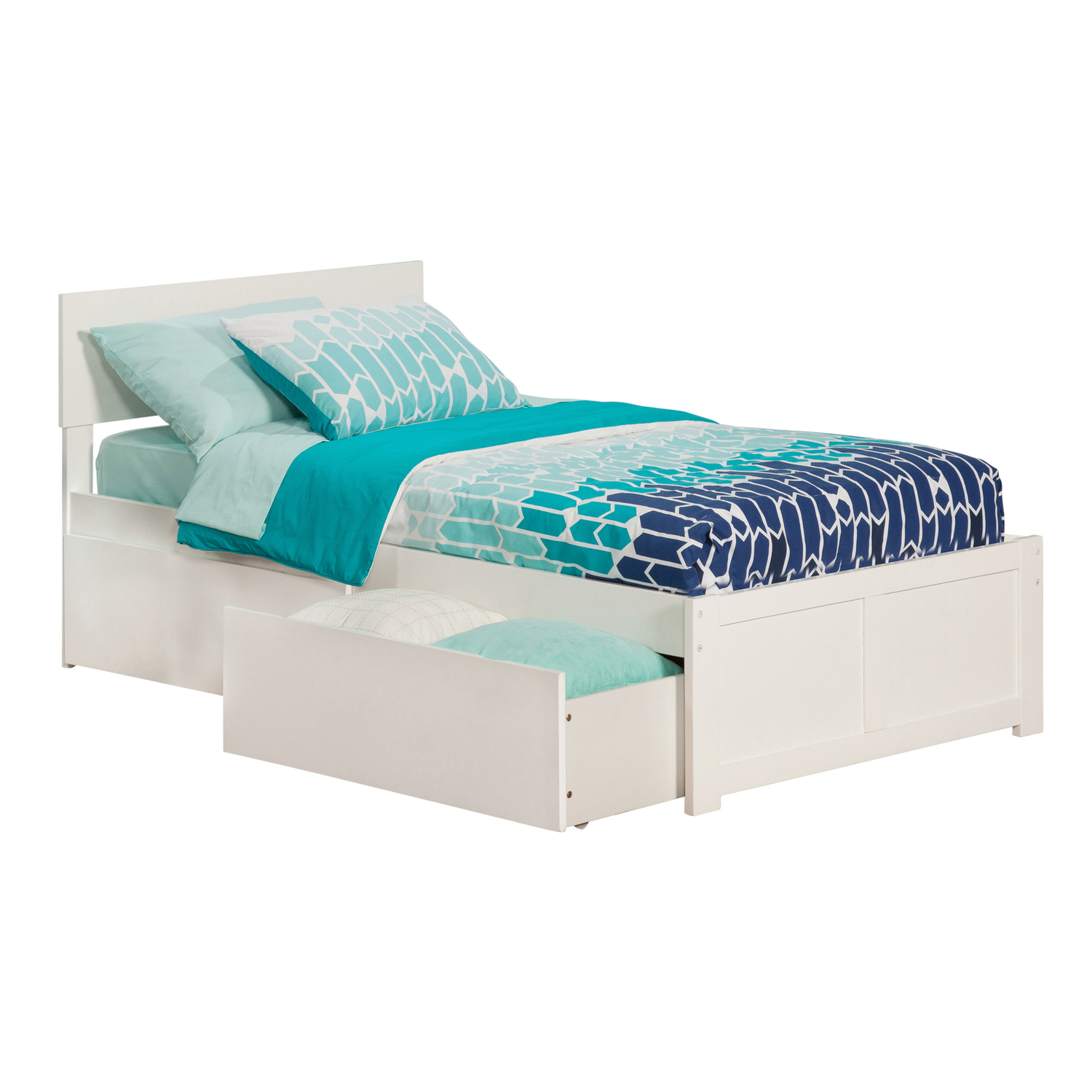 Mediterranean Mastery Platform Bed with Flat Panel Footboard, Stylish Storage Drawers for Extra Space!