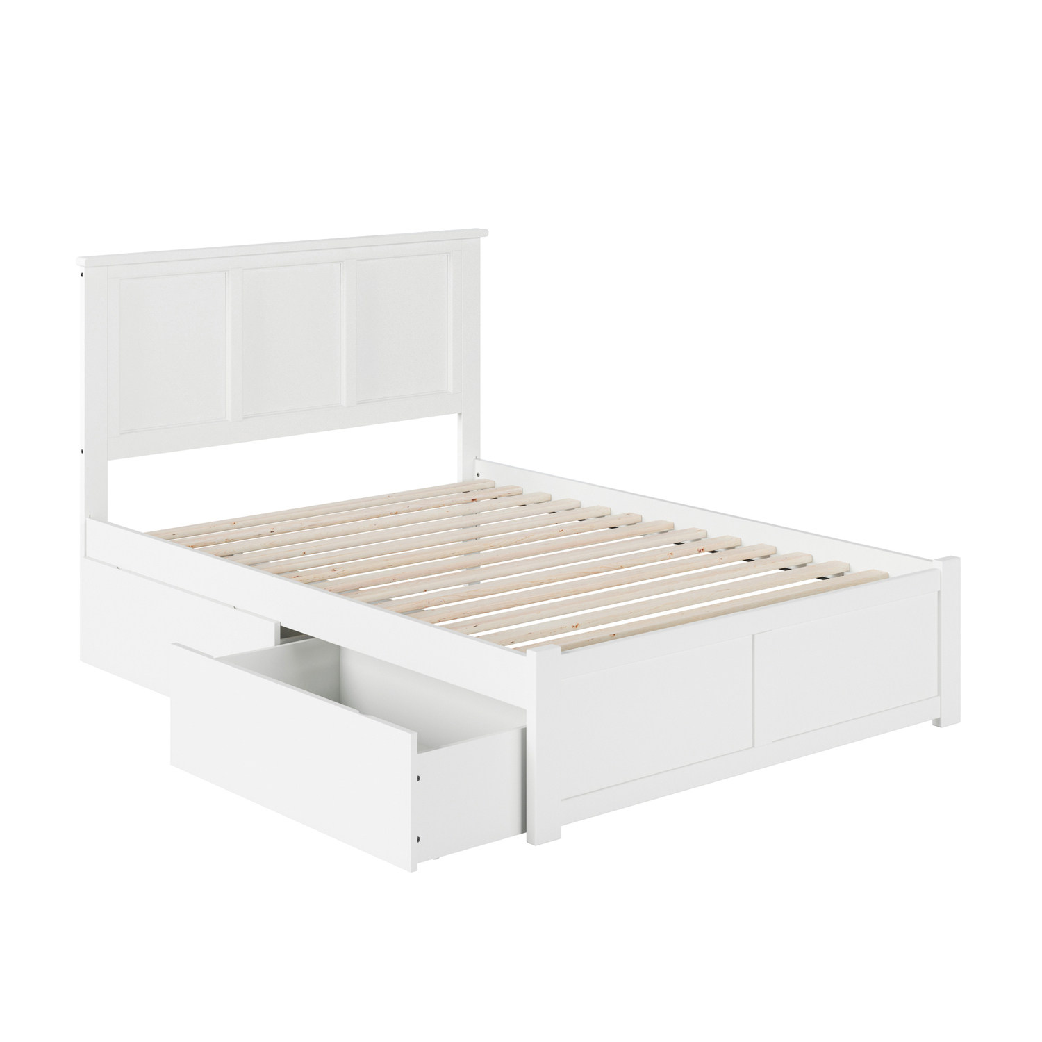 Seaside Serenity Platform Bed with Flat Panel Footboard and Bed Drawers, Includes 2 Underbed Drawers, Sturdy Construction, Mattress-Ready, Turbo Charger Included