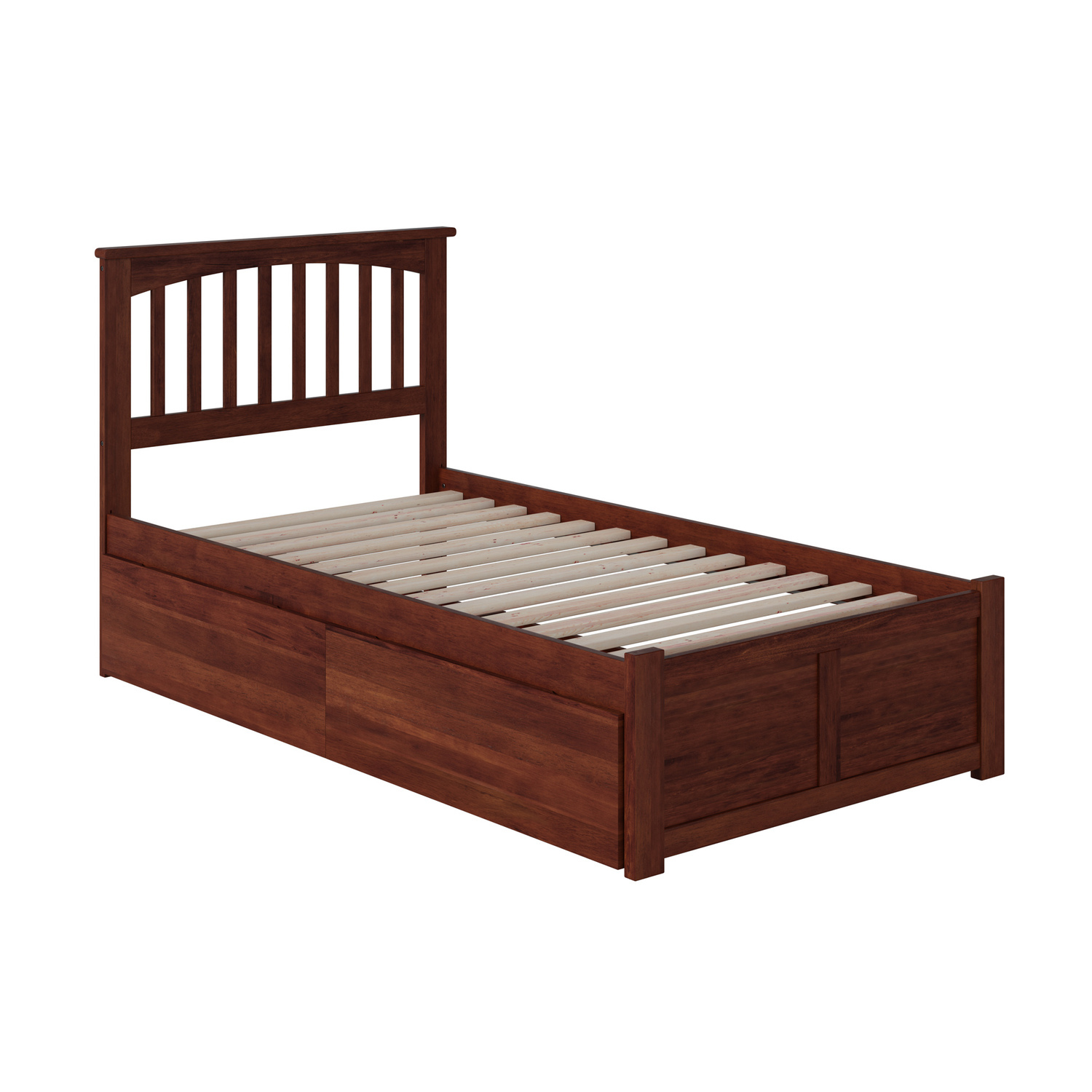 Rustic Revival Platform Bed with Flat Panel Footboard and Turbo Charger with Bed Drawers, Timeless Elegance and Functional Storage Solution for Bedroom
