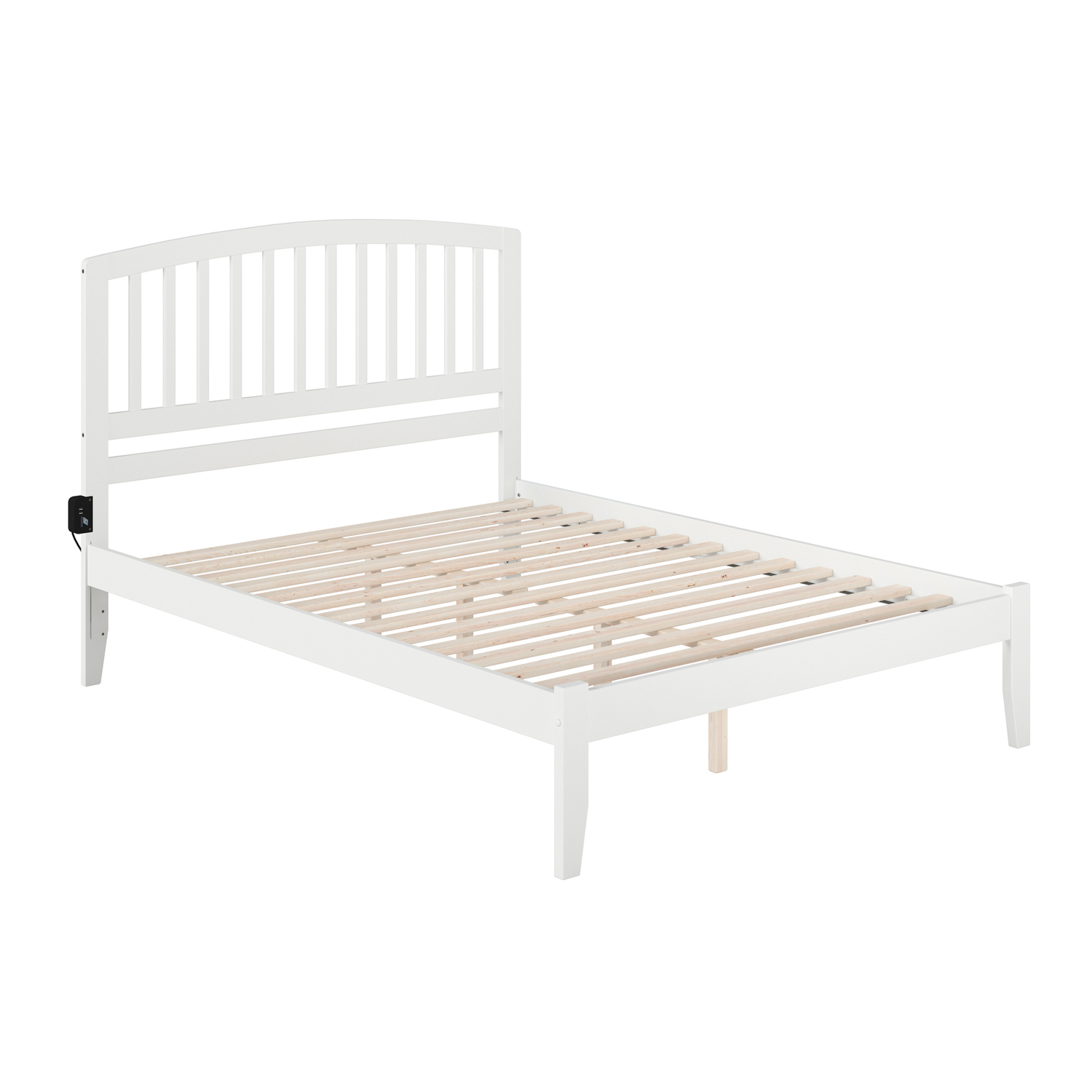 Retro Renaissance Platform Bed With Open Footboard And Turbo Charger In Classic Finish For Bedroom Spaces, Perfect Blend Of Sleek Bowed Style And Traditional Sturdy Slats