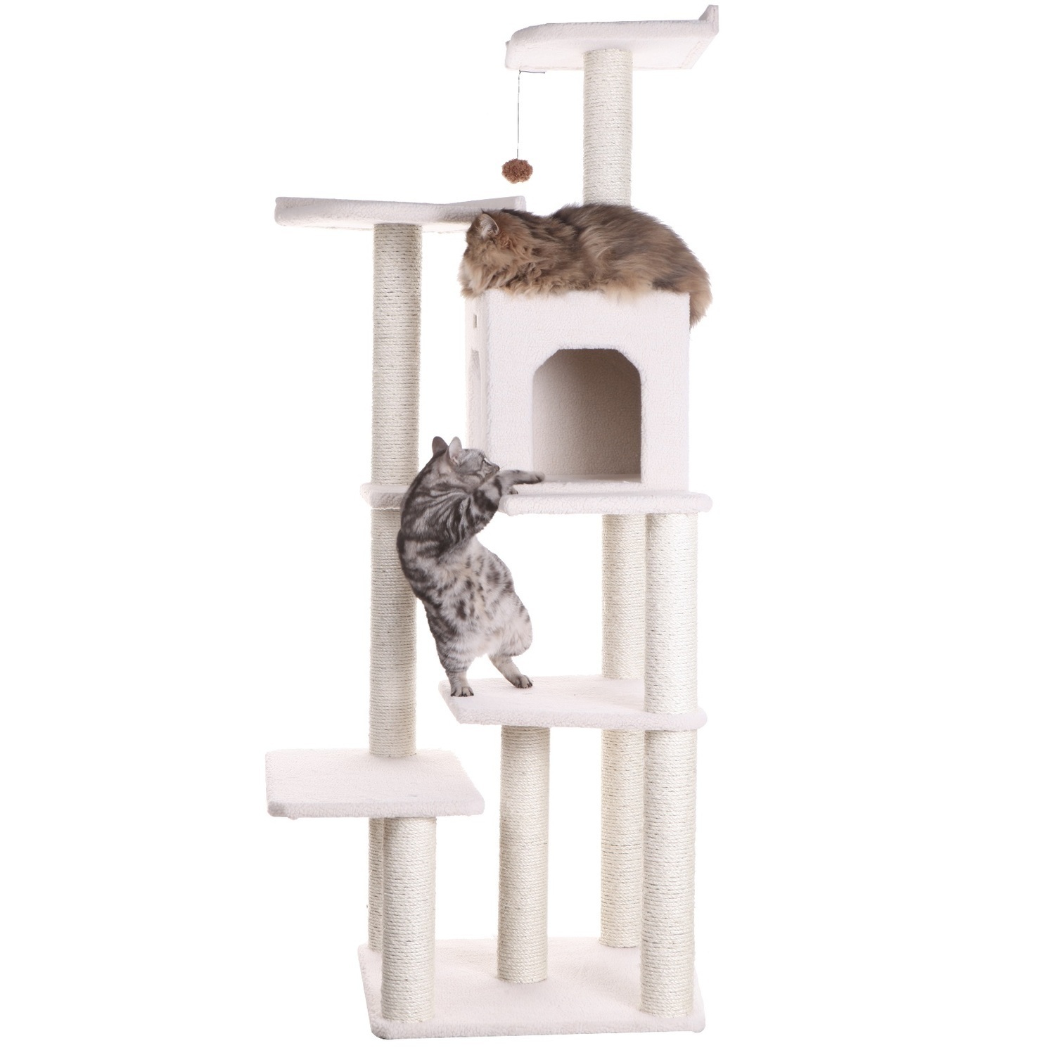 Cat Tree - 6 Level Ivory Condo Tower - Galaxy Approved - Large Cats - 31