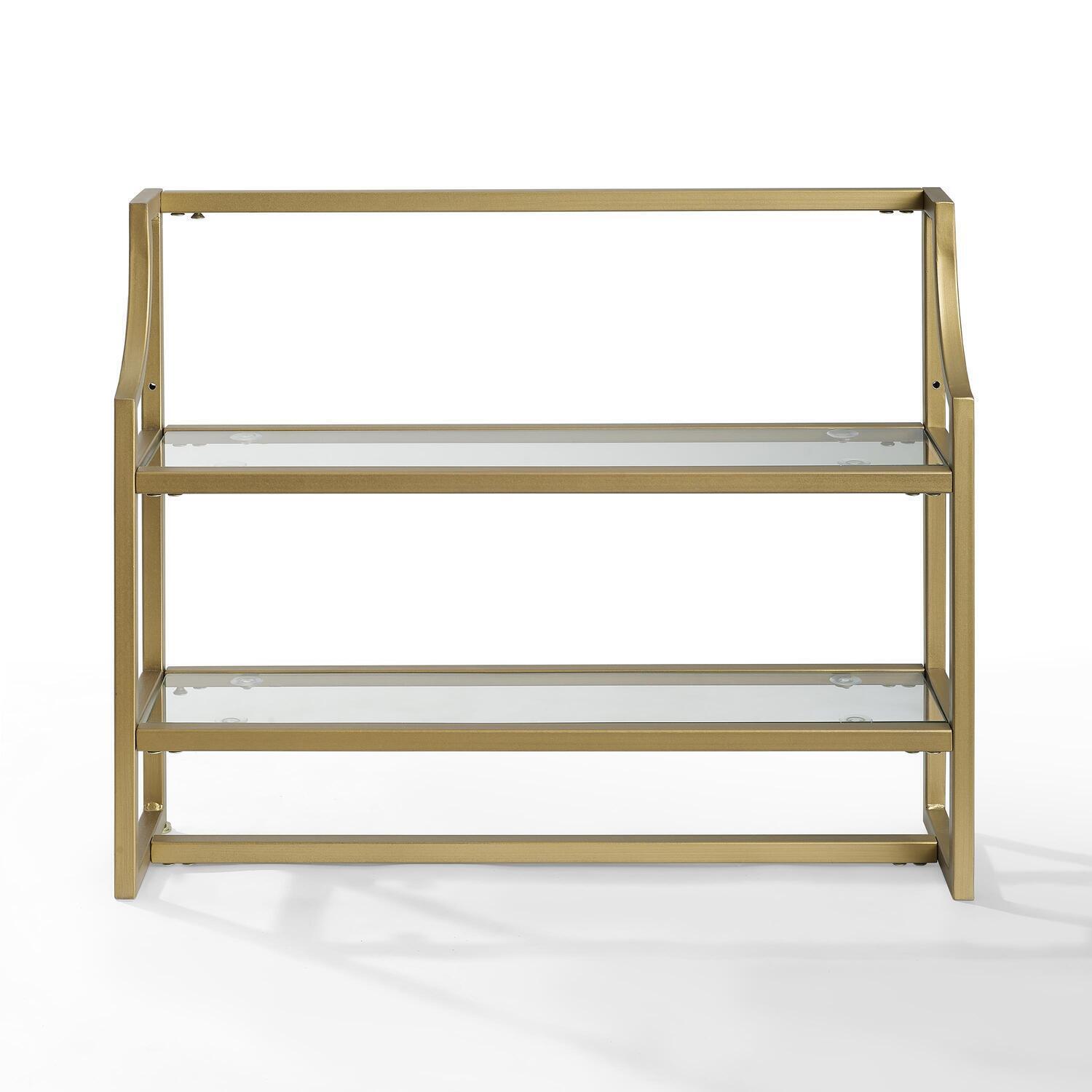 Modern Wall Shelf - Gold Display Shelf, Tiered Shelving, Art Deco Design, Bathroom & Hallway Storage