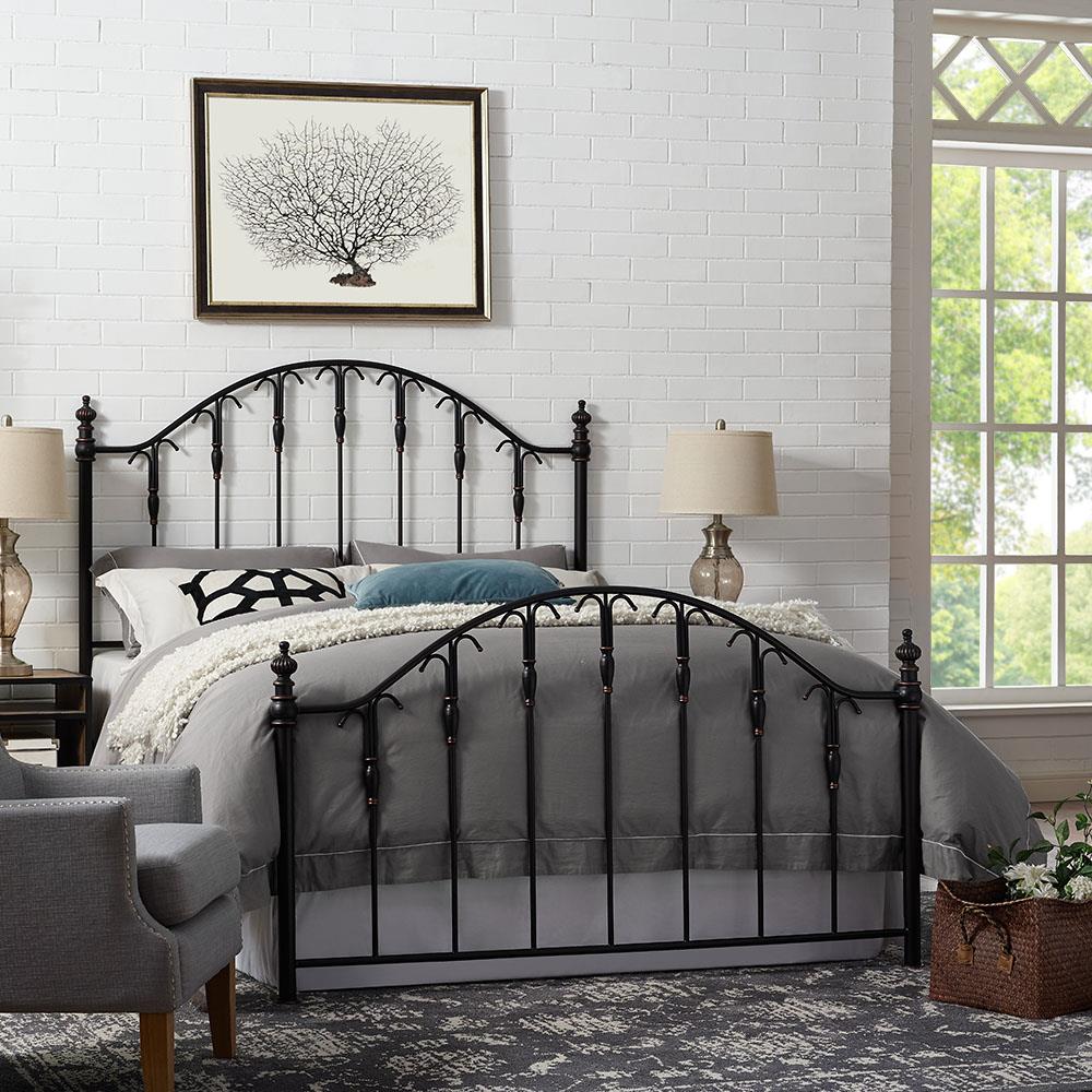 Crosley Eldridge Metal Headboard and Footboard Queen Black Gold